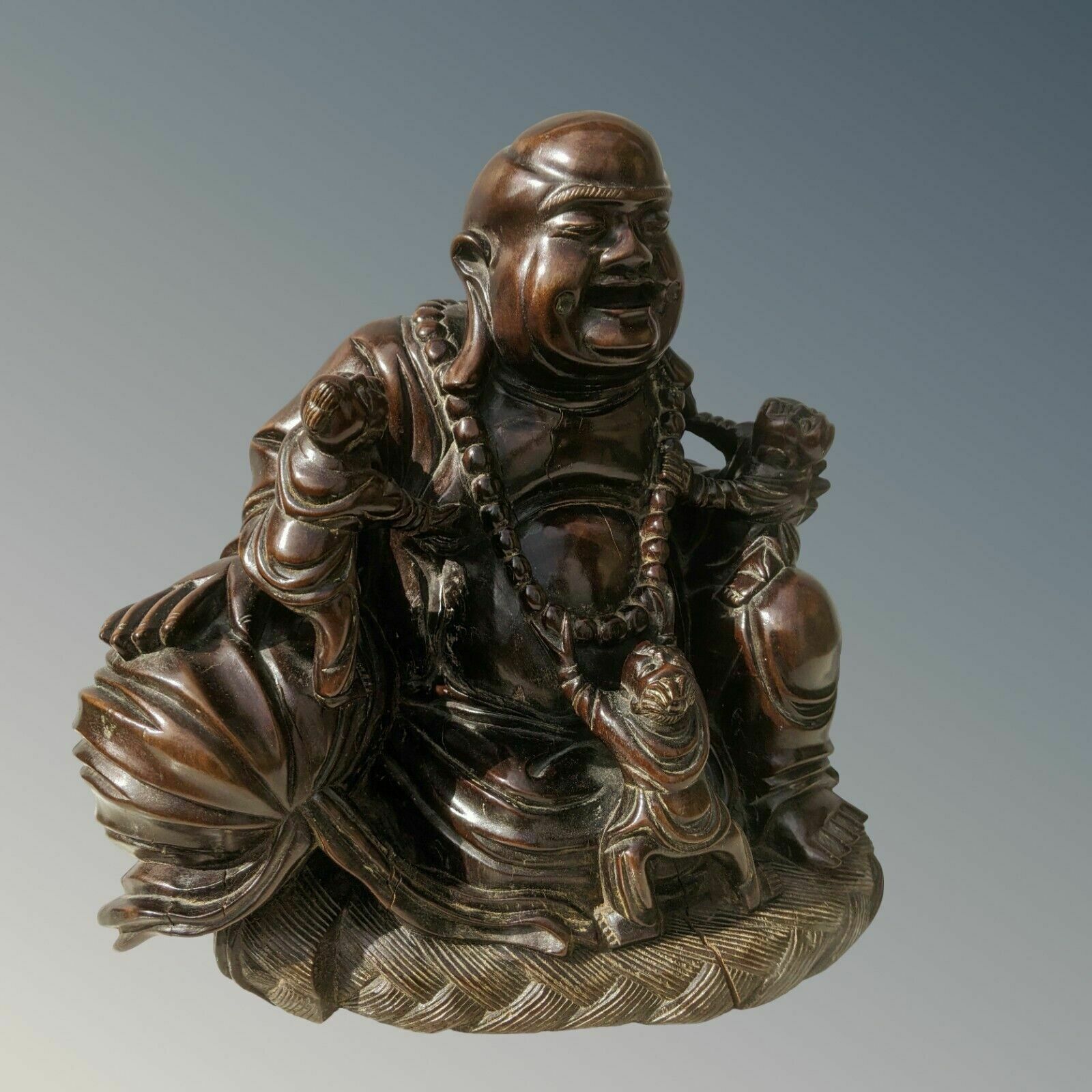 Home Decor Large Antique Chinese Carved Hardwood Buddha photo