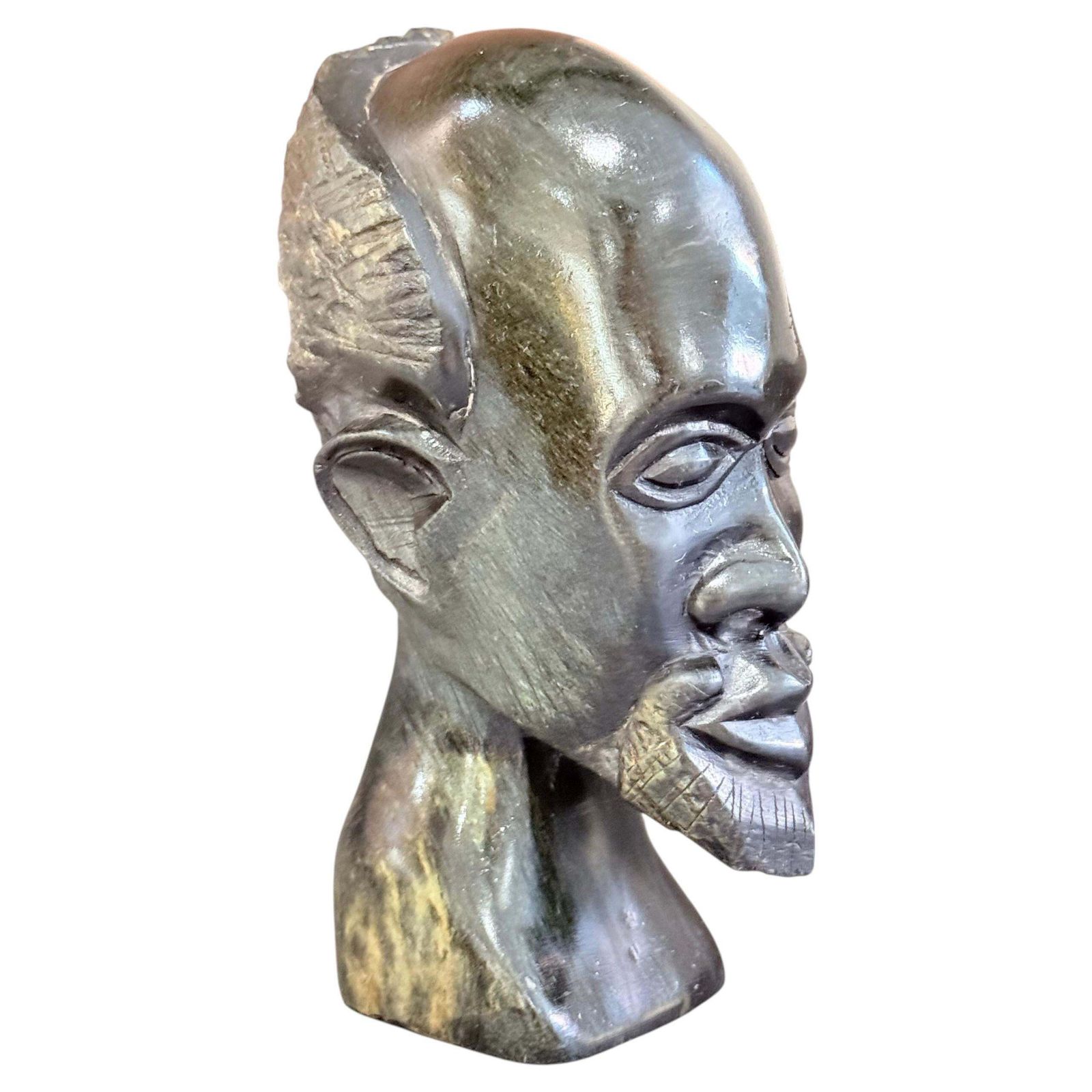 Met de hand gesneden Afrikaans speksteen borstbeeldsculptuur, decoratief object