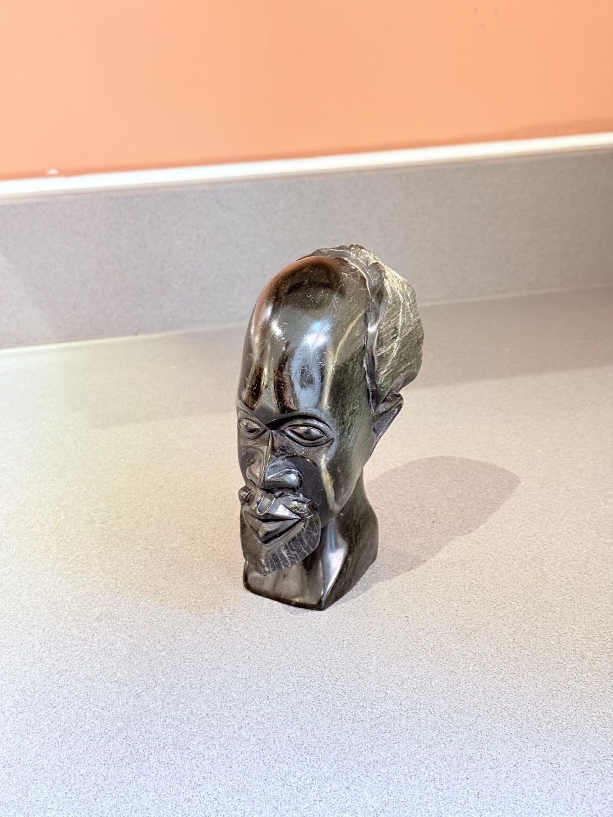 Hand Carved African Soapstone Bust Sculpture, Decorative Object Home Decor photo vinterior