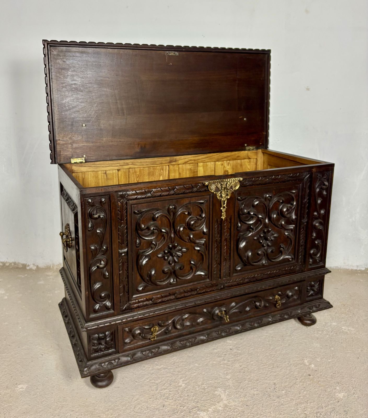 Spanish Carved Blanket Chest, Renaissance Revival Style photo buy