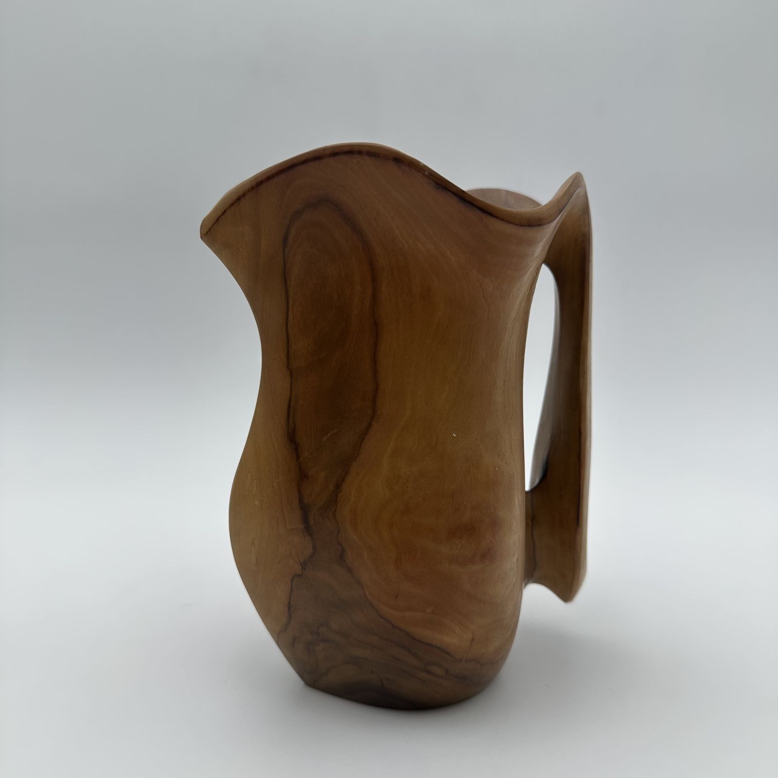 Small Sculptural Free Form Walnut Pitcher, In The Style Of Alexandre Noll, 1950s. photo vintage