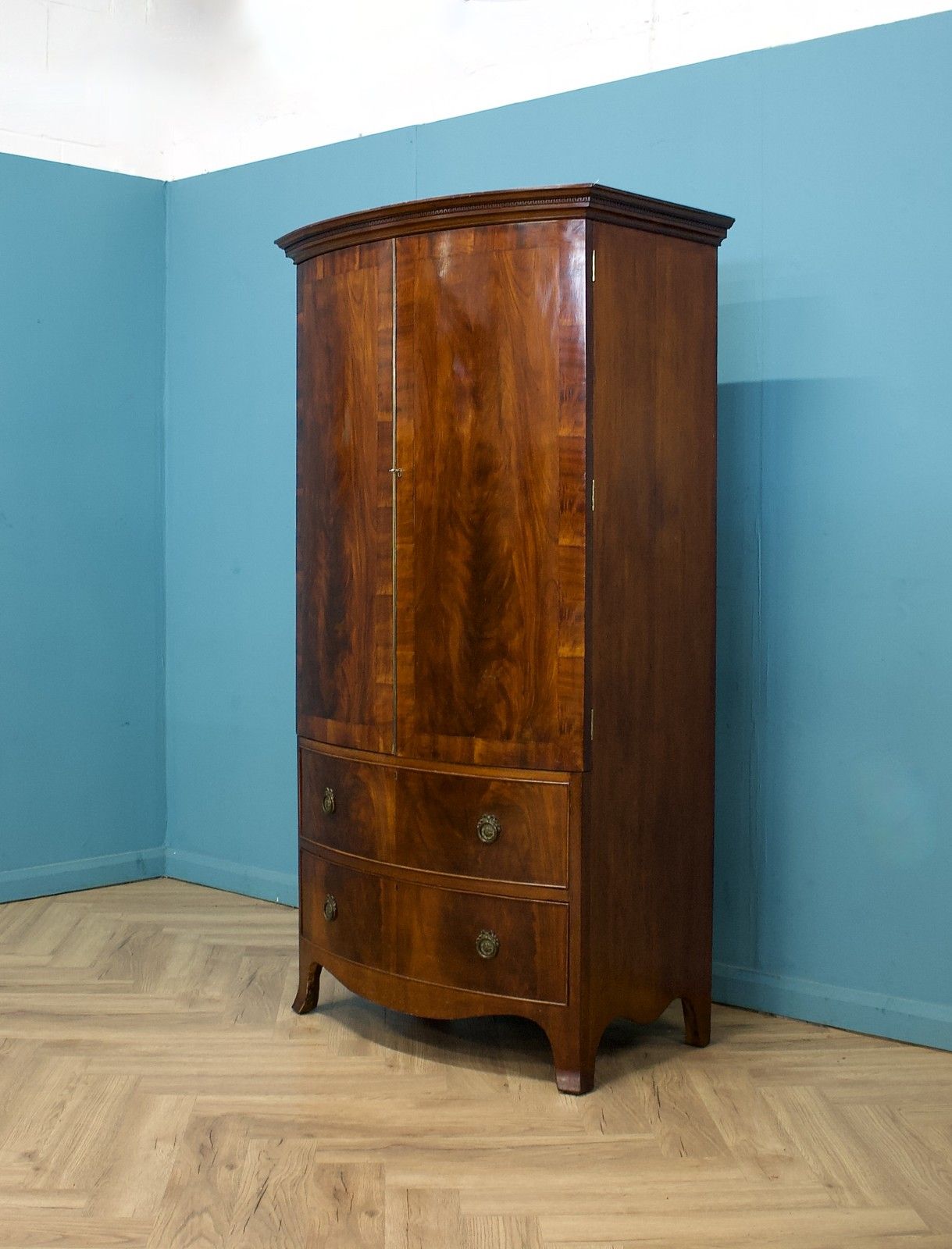 Antique 19th Century Bow Fronted Mahogany Wardrobe, 1900s #1785 photo for sale