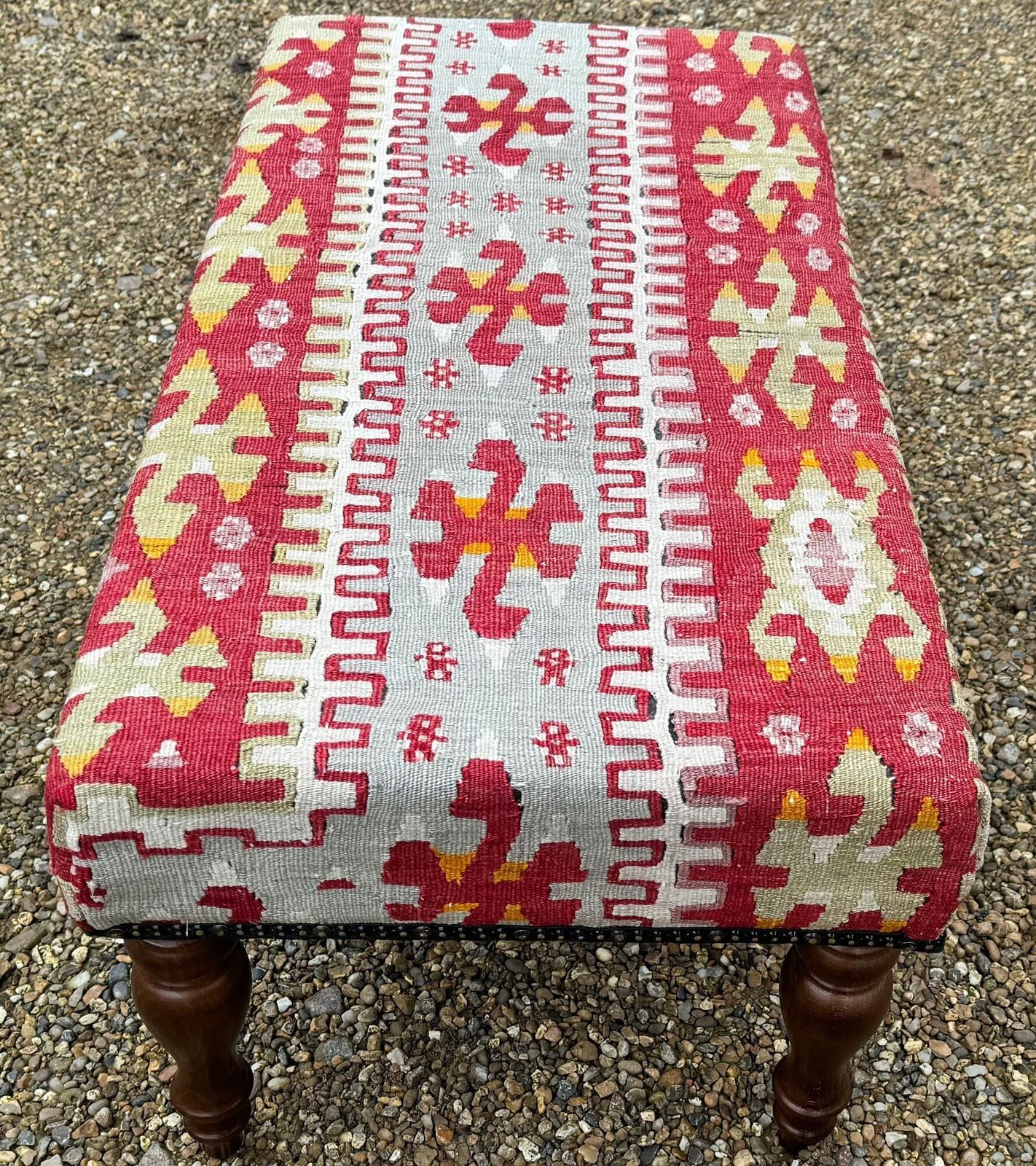 Kilim Covered Stool 0.90m X 0.46m X H0.39m photo vinterior
