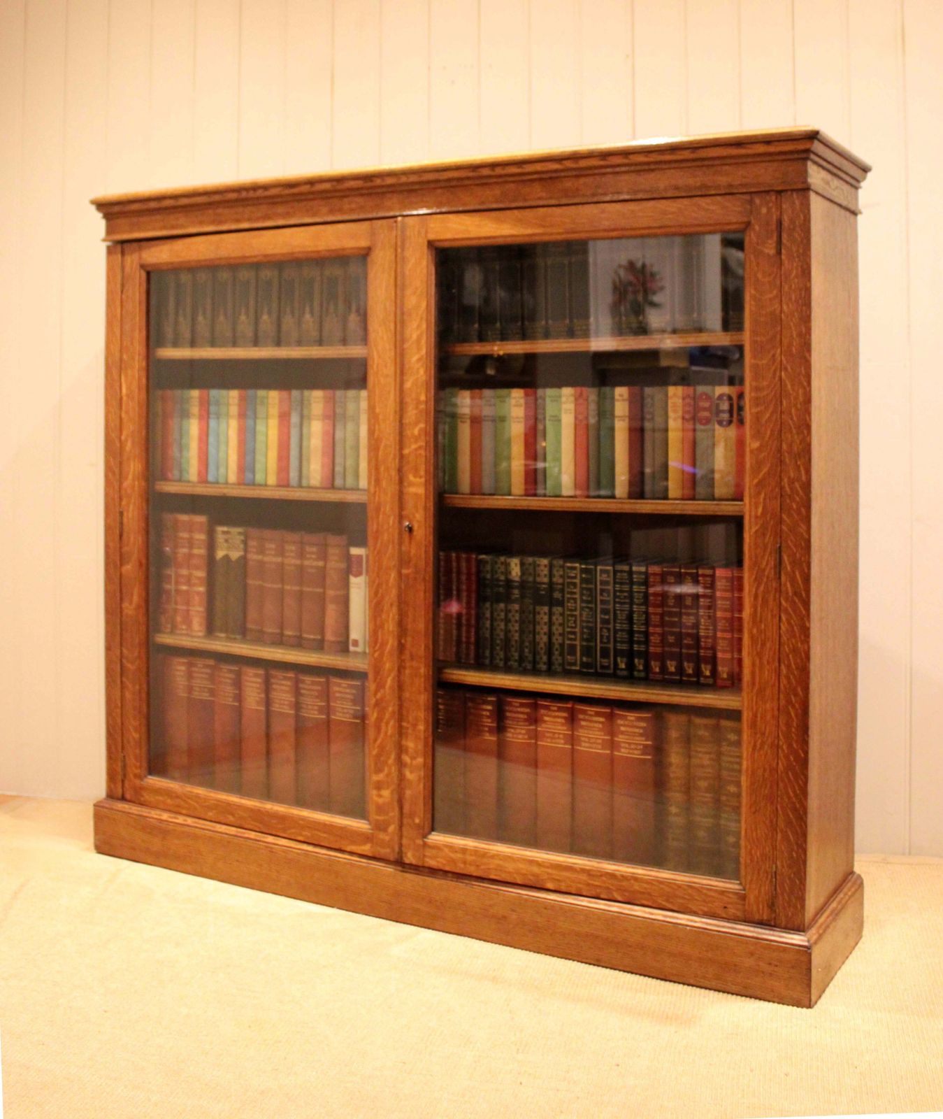 photo furniture Large Oak Glazed Library Bookcase