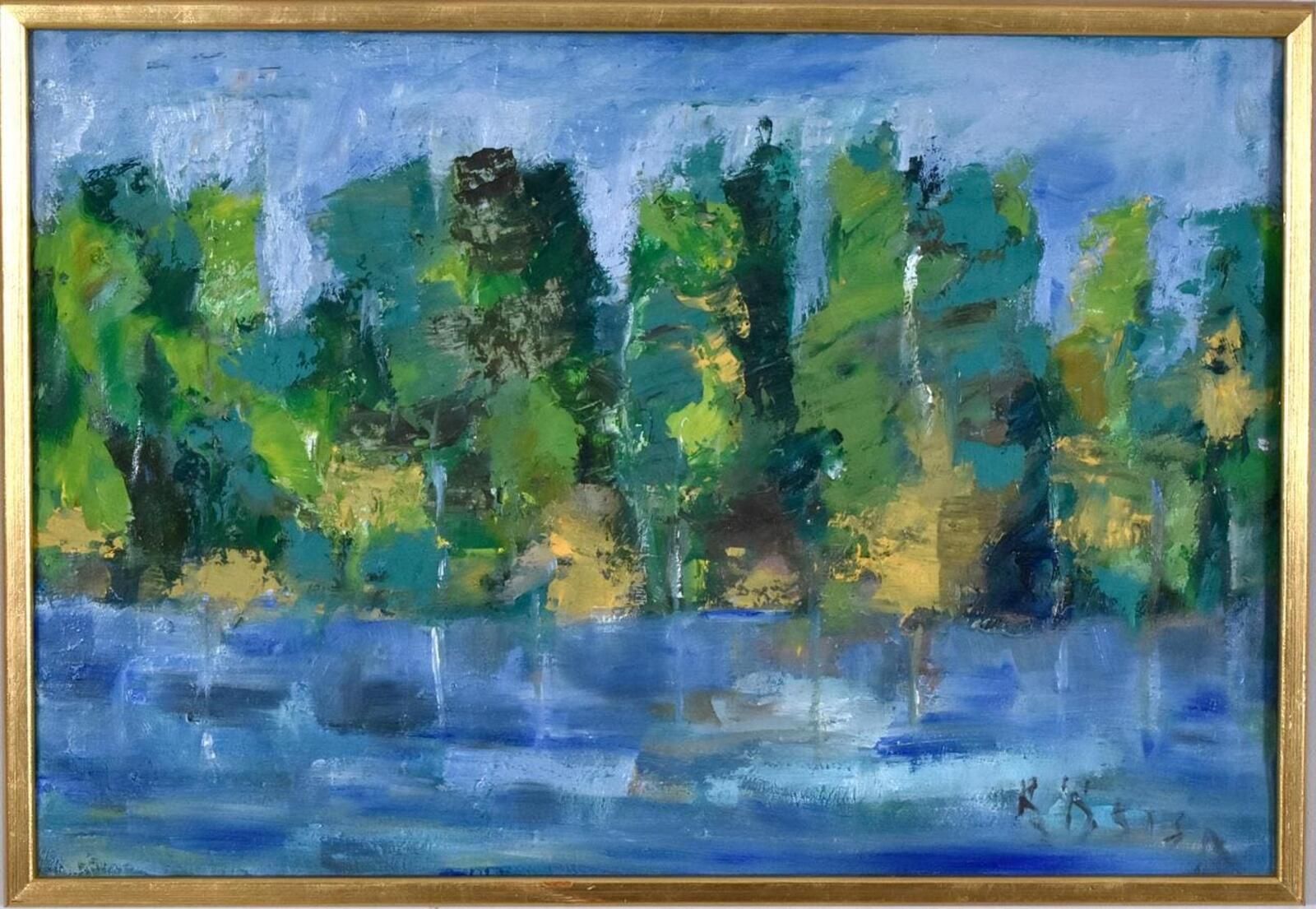 Original Oil On Canvas – “Landscape” By K. Osian – Signed – Vintage & Framed – 66 × 46 Cm (26" × 18.1") photo furniture