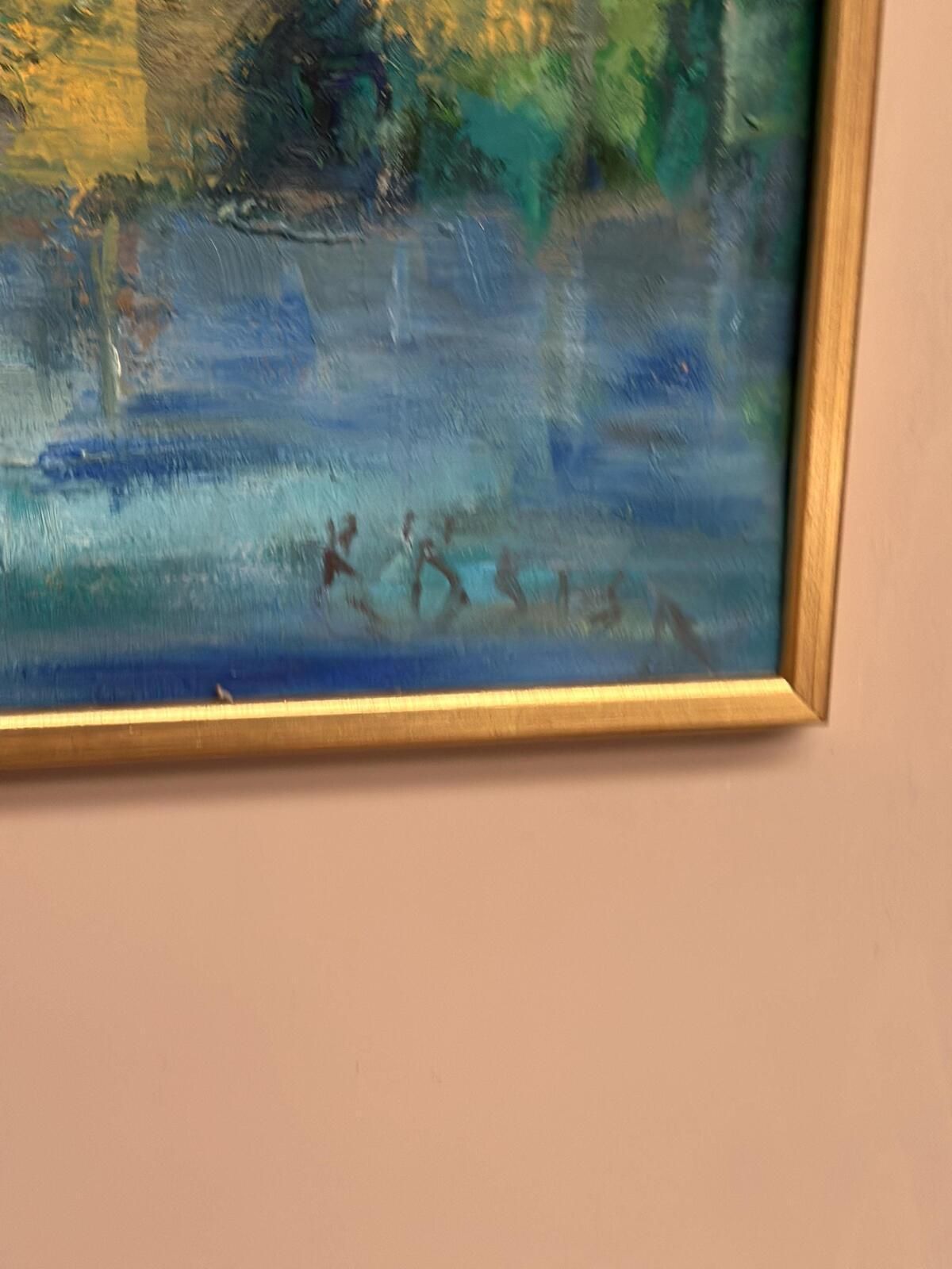 Original Oil On Canvas – “Landscape” By K. Osian – Signed – Vintage & Framed – 66 × 46 Cm (26" × 18.1") photo vinterior