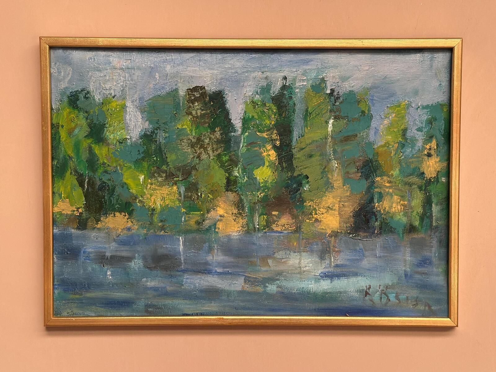 photo for sale Original Oil On Canvas – “Landscape” By K. Osian – Signed – Vintage & Framed – 66 × 46 Cm (26" × 18.1")