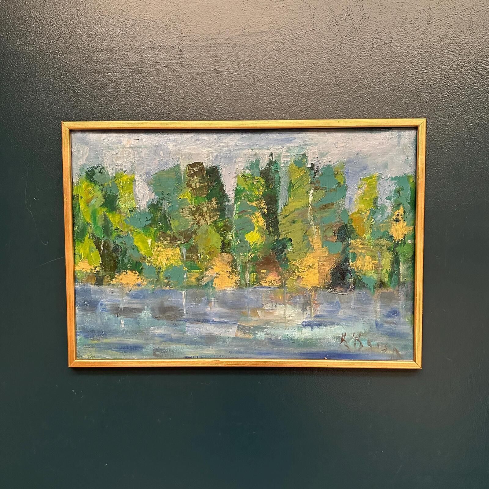 315.0 Original Oil On Canvas – “Landscape” By K. Osian – Signed – Vintage & Framed – 66 × 46 Cm (26" × 18.1") photo