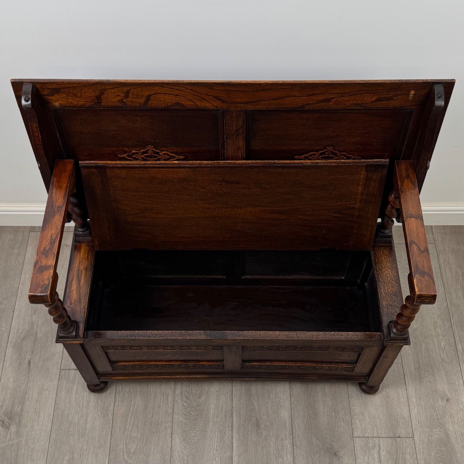 Furniture Antique 20th Century Edwardian Monks Bench In Oak ( Af 5852 ) photo