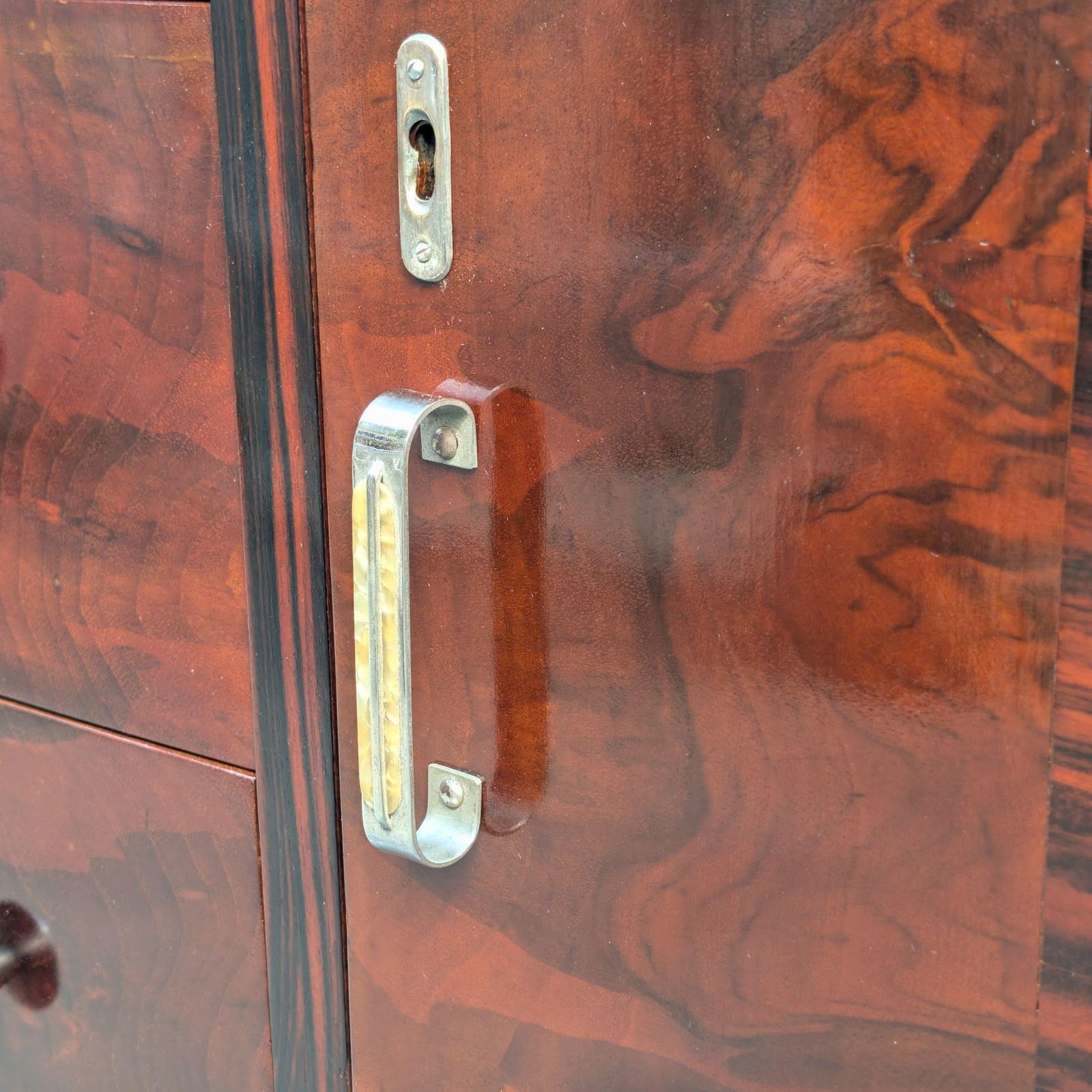 photo furniture Sicilian Art Deco Sideboard Drawers Wood With Hand Carved Elephants, 1930s