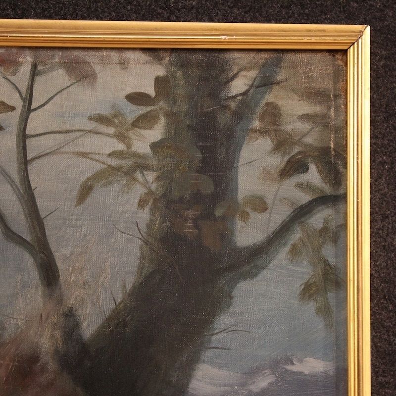 Art 19th Century Italian Painting “Winter” photo