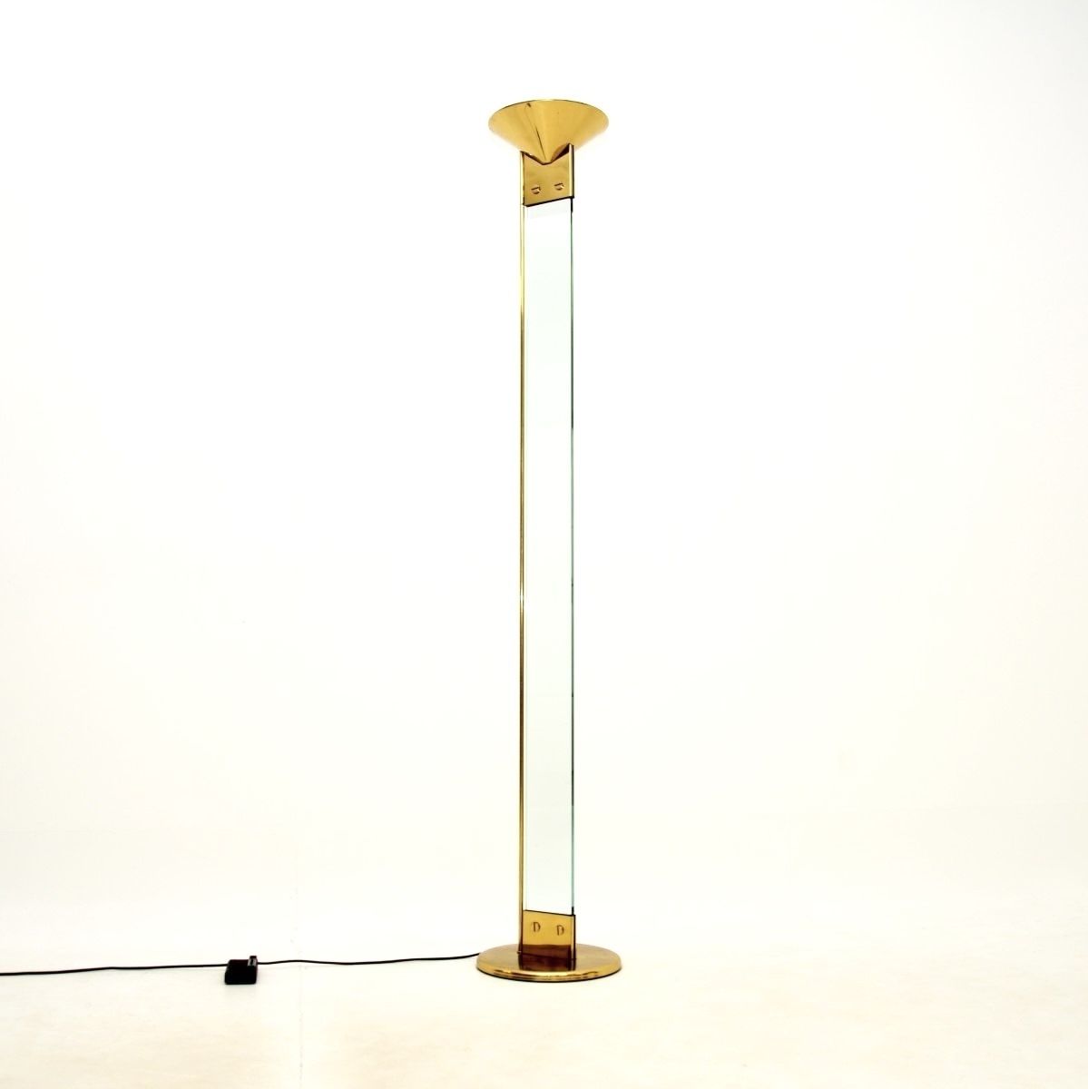 Vintage Italian Brass And Glass Floor Lamp By Max Baguara For Lamperti