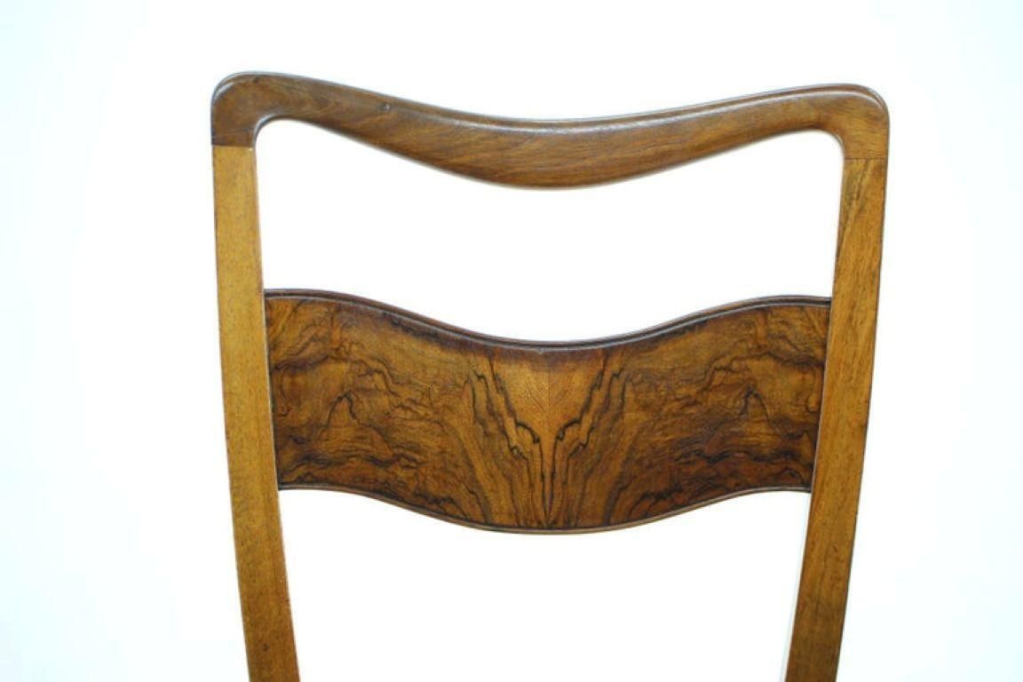 Ensemble de 4 chaises de salle à manger Art déco en noyer et velours vert, Tchécoslovaquie, années 1930 photo 1620.0