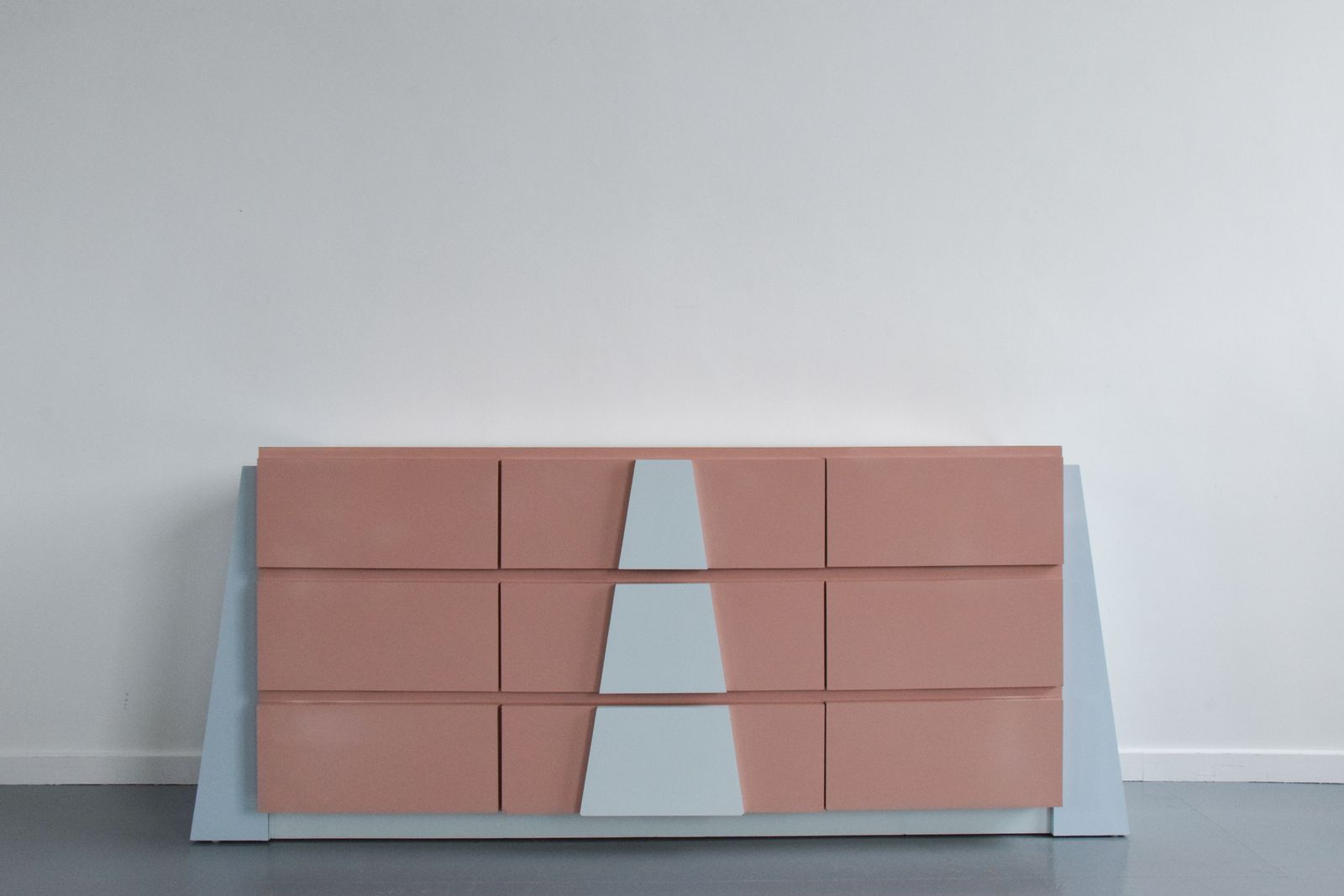 Vintage 1980s Pink And Blue Laminate Chest Of Drawers photo for sale