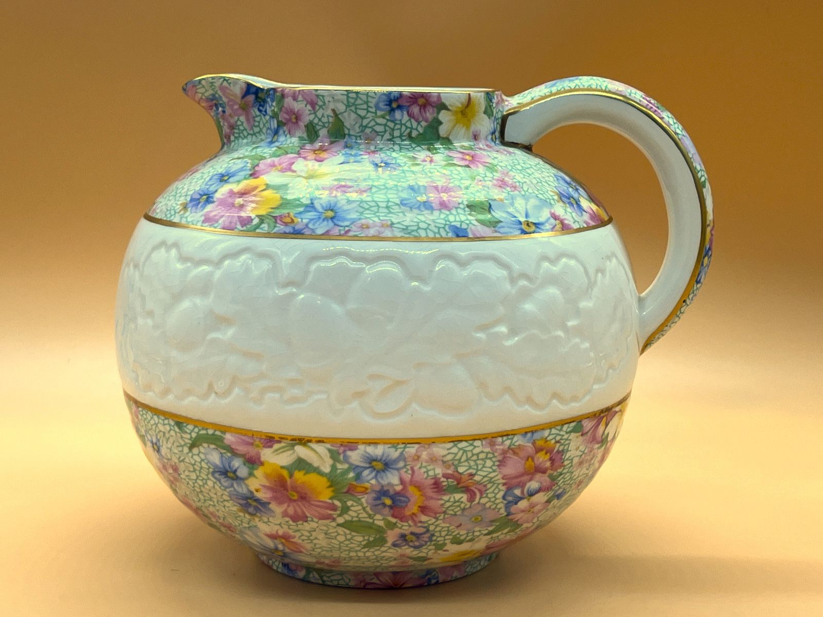 Royal Winton Pottery Marion Chintz Design Globe Jug / Pitcher. 1995.