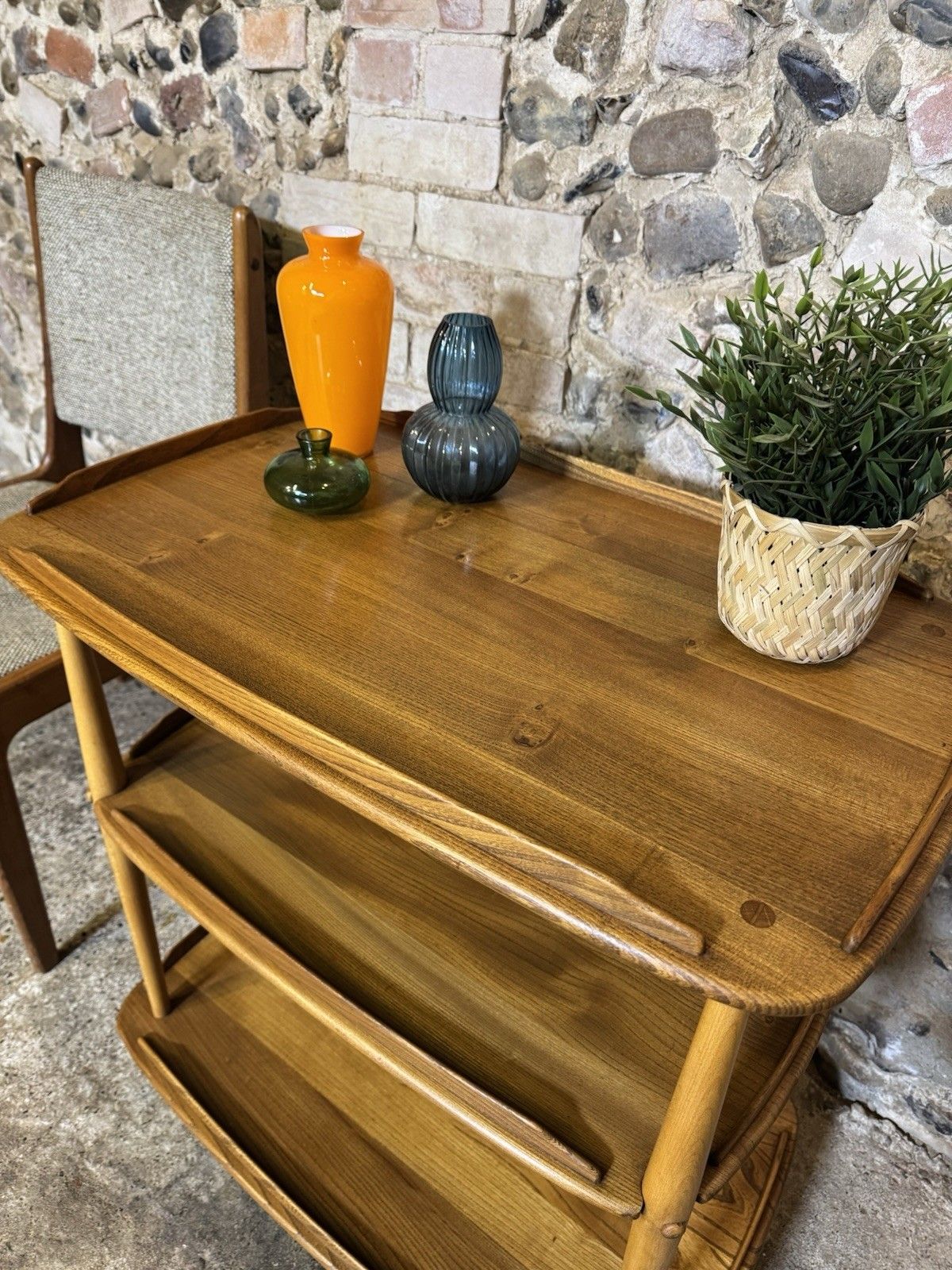 🚛 Vintage Blonde Ercol Drinks Trolly / Cart Mid Century Modern / Retro photo vintage