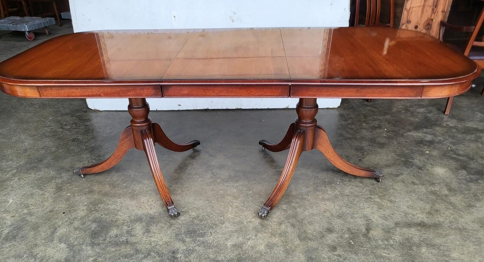 Antique Repro Mahogany Twin Pedestal Extending Dining Table Seat To 10 photo vinterior
