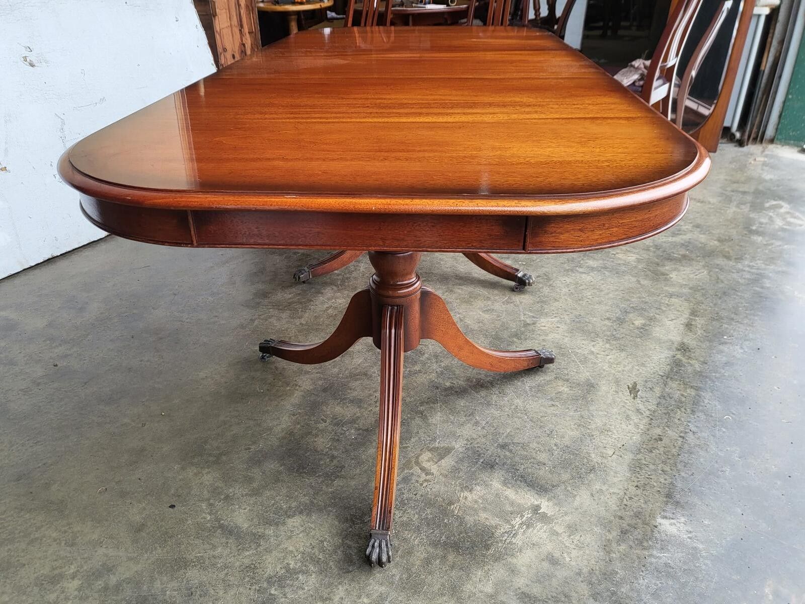 Antique Repro Mahogany Twin Pedestal Extending Dining Table Seat To 10 photo vintage