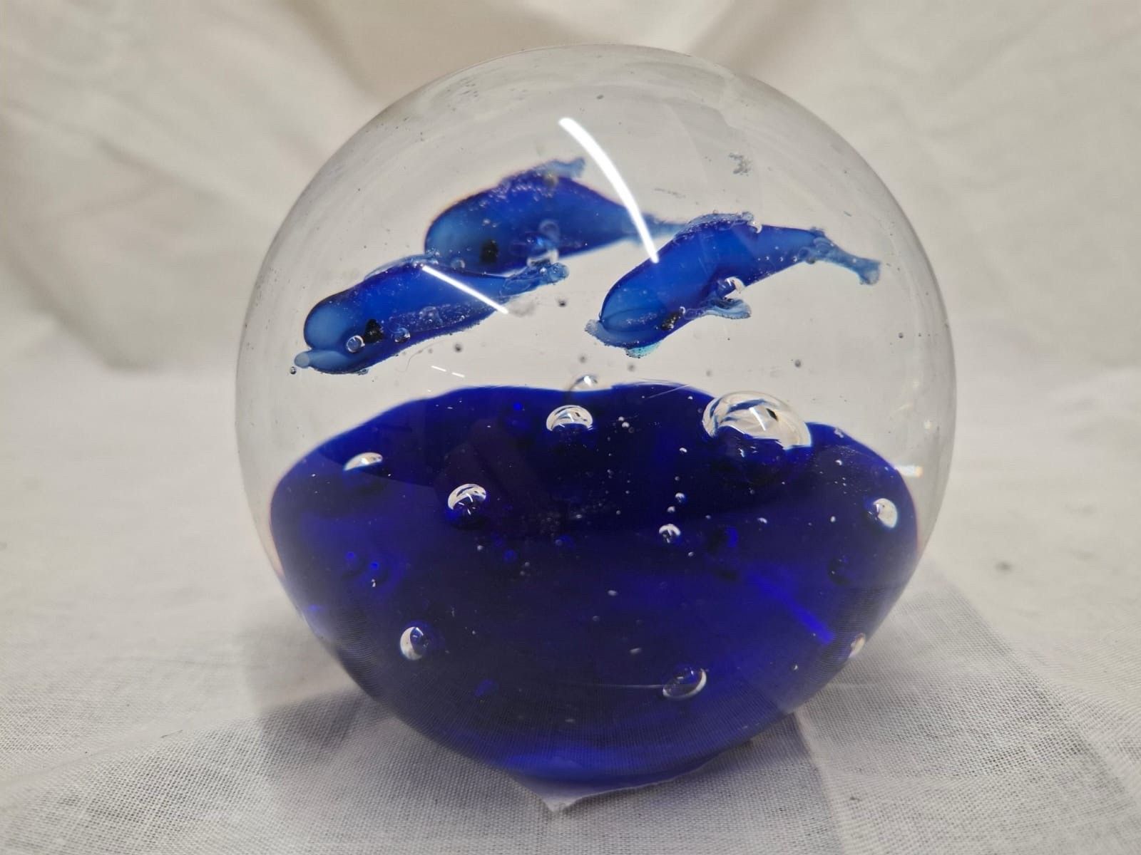 Blown Glass Seabed Dolphin Paperweight photo for sale
