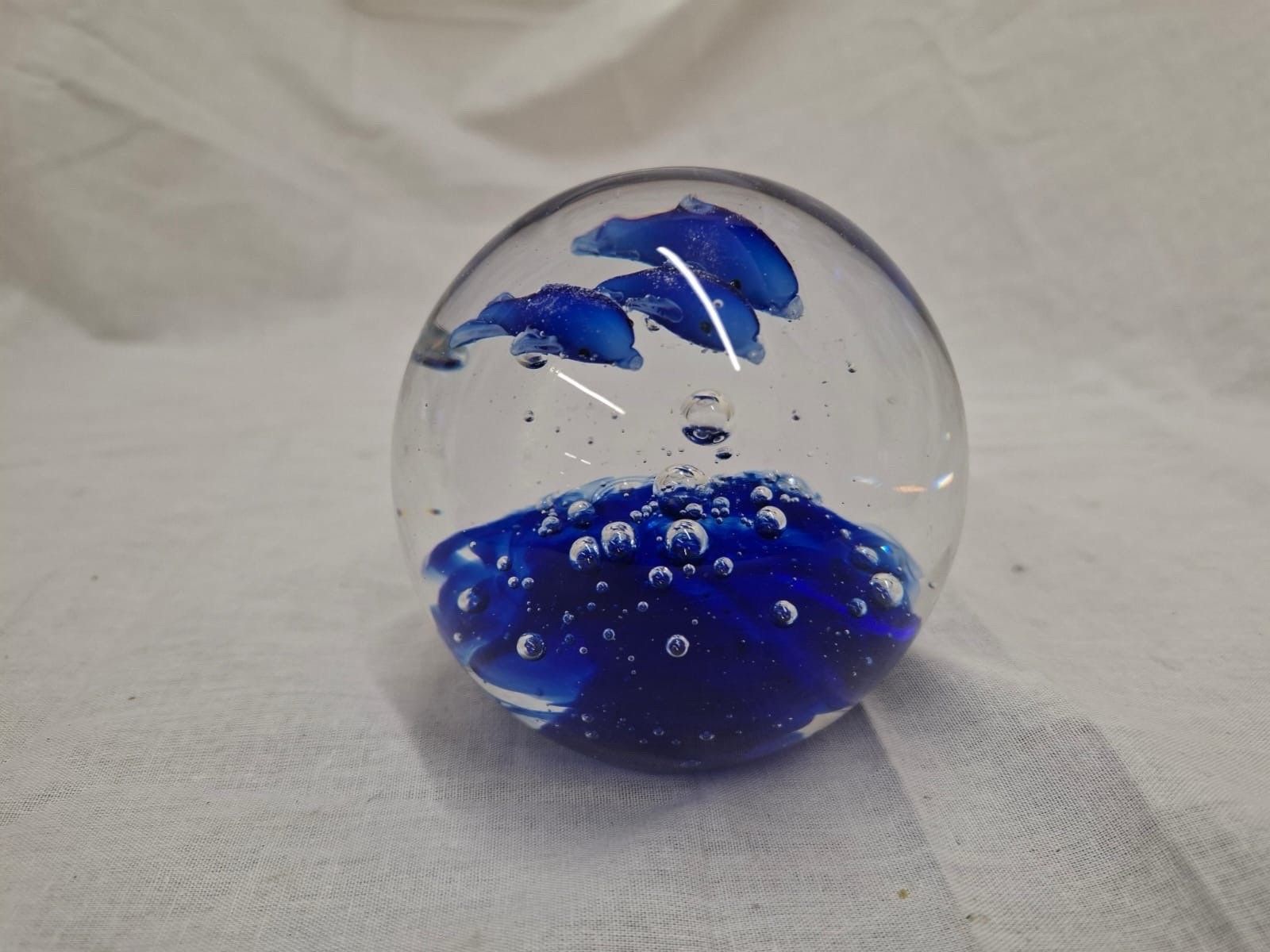 Blown Glass Jumping Dolphin Paperweight