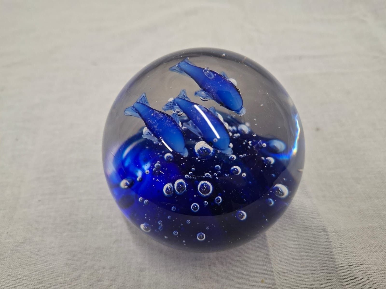 Blown Glass Jumping Dolphin Paperweight photo for sale