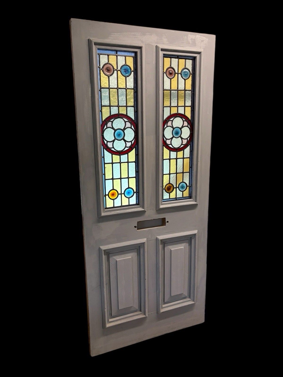 Victorian Stained Glass Front Door Period Old Reclaimed Antique Lead Wood Used photo furniture