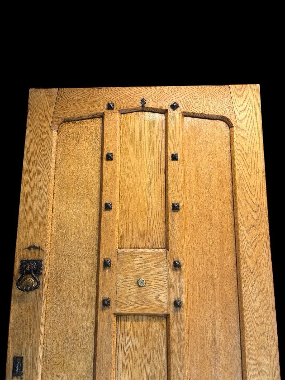 Large Solid Oak Front Door Old Antique Period Reclaimed Glass Cast Iron Refurb photo Home Fixtures