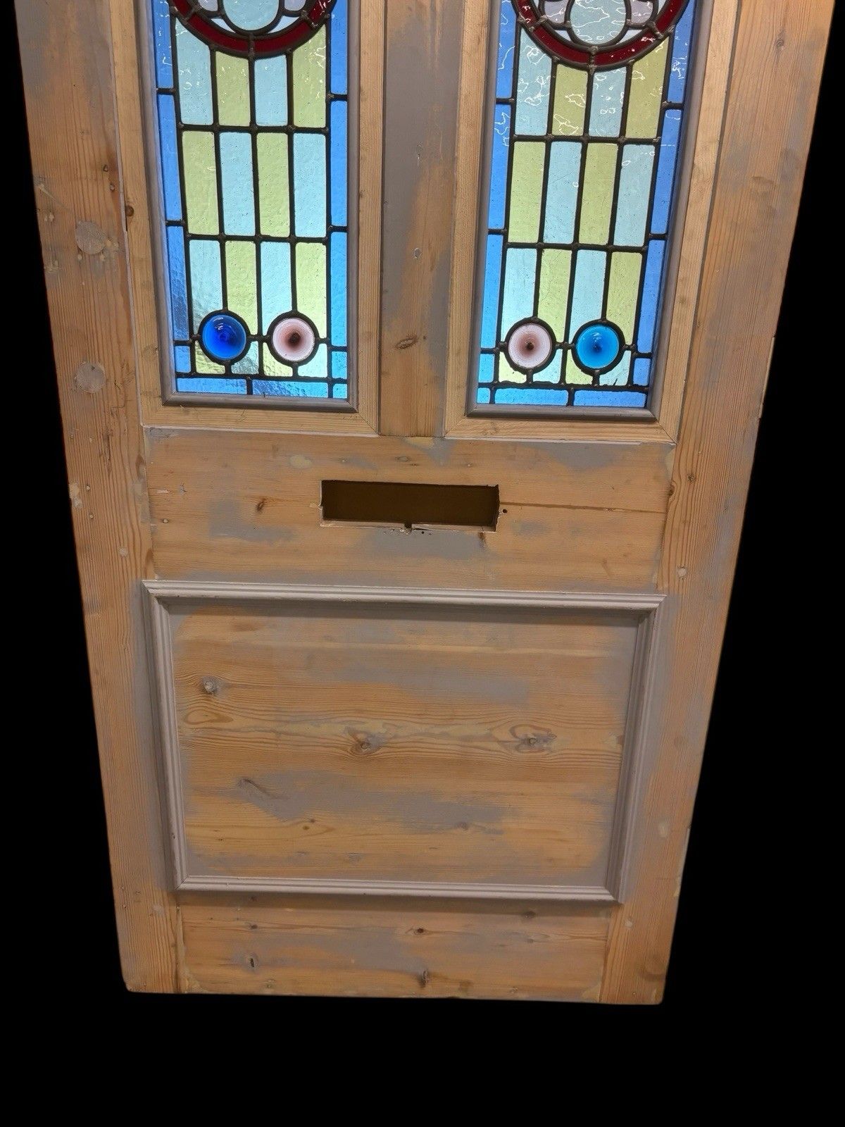 photo for sale Large Victorian Stained Glass Front Door Period Old Reclaimed Antique Lead Wood