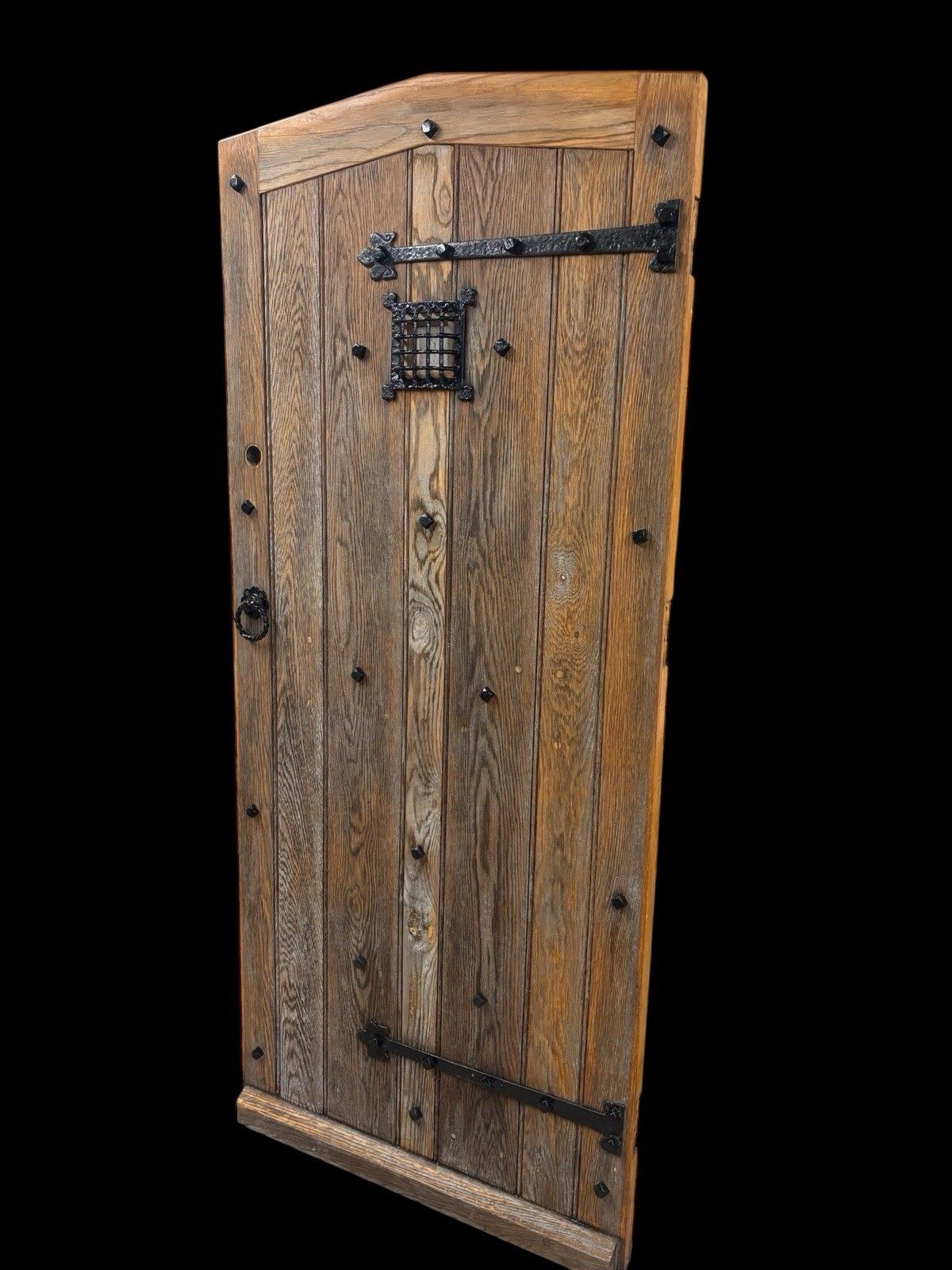 Solid Oak Front Door Old Period Wood Antique Reclaimed Wood Glass Cast Iron photo for sale