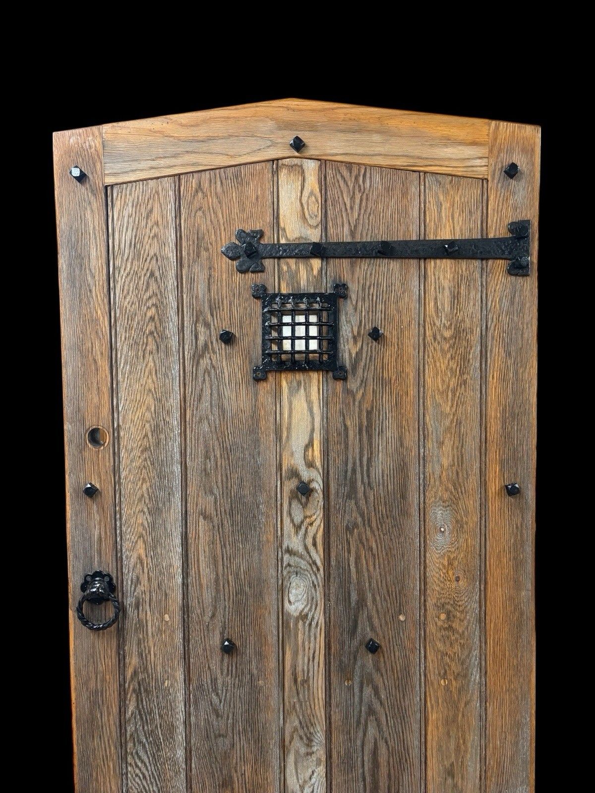 Solid Oak Front Door Old Period Wood Antique Reclaimed Wood Glass Cast Iron photo Home Fixtures