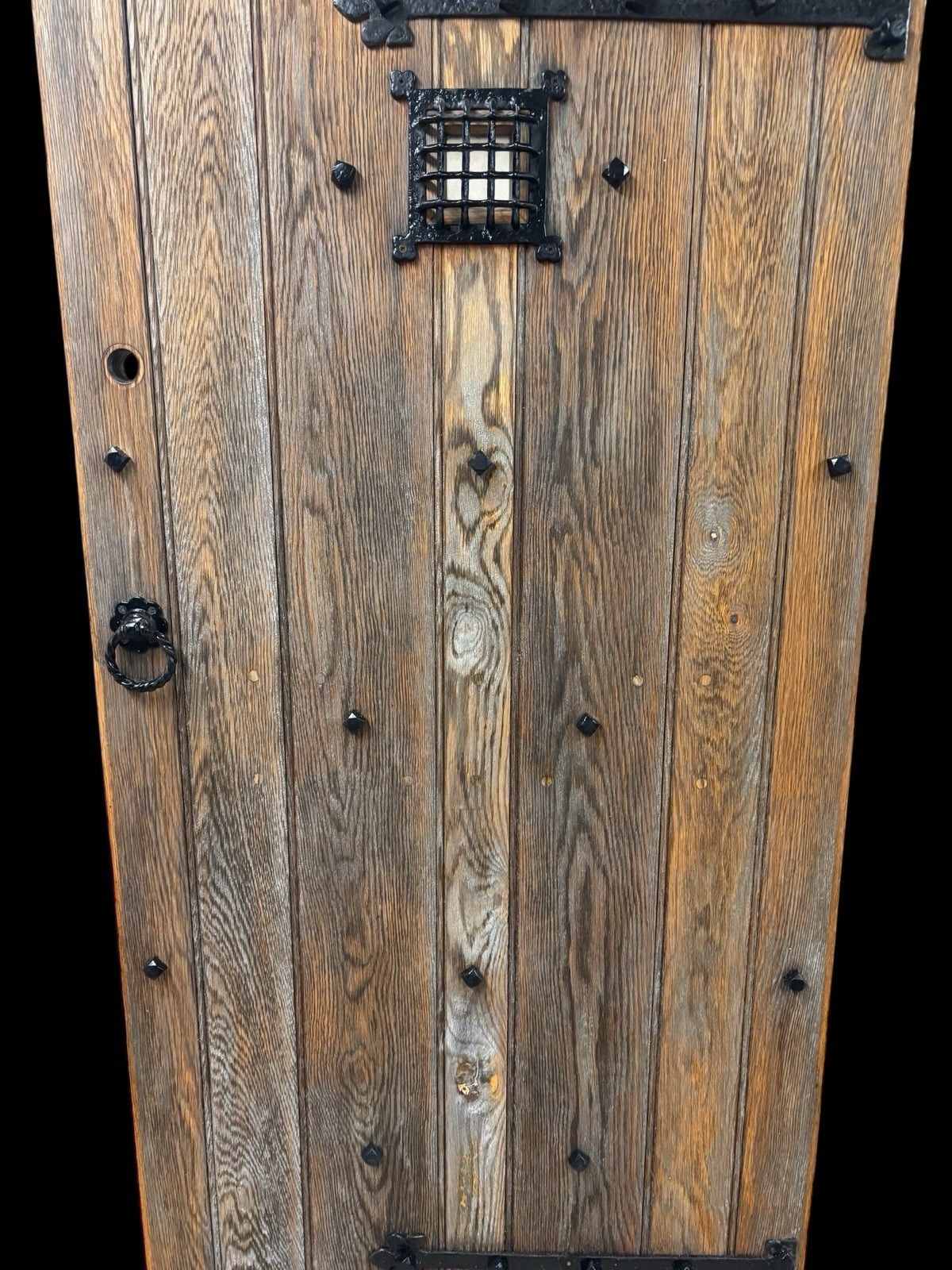 Solid Oak Front Door Old Period Wood Antique Reclaimed Wood Glass Cast Iron photo 1829.0