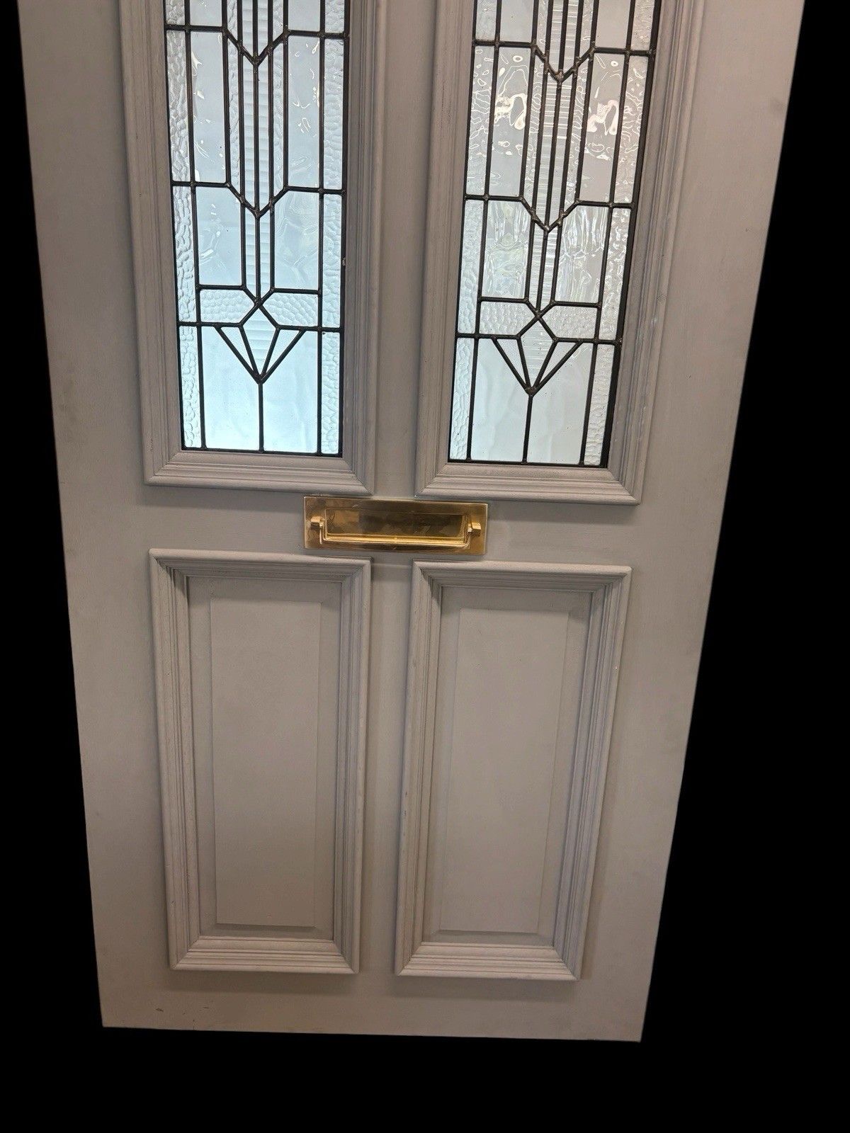Large Victorian Textured Glass Front Door Leaded Hardwood Bespoke Ready To Fit photo vinterior