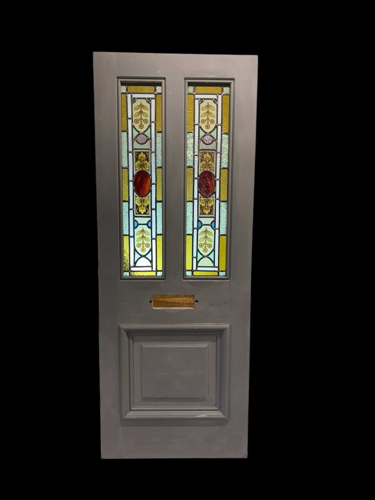 Victorian Hand Painted Stained Glass Front Door Antique Period Reclaimed Rare photo furniture