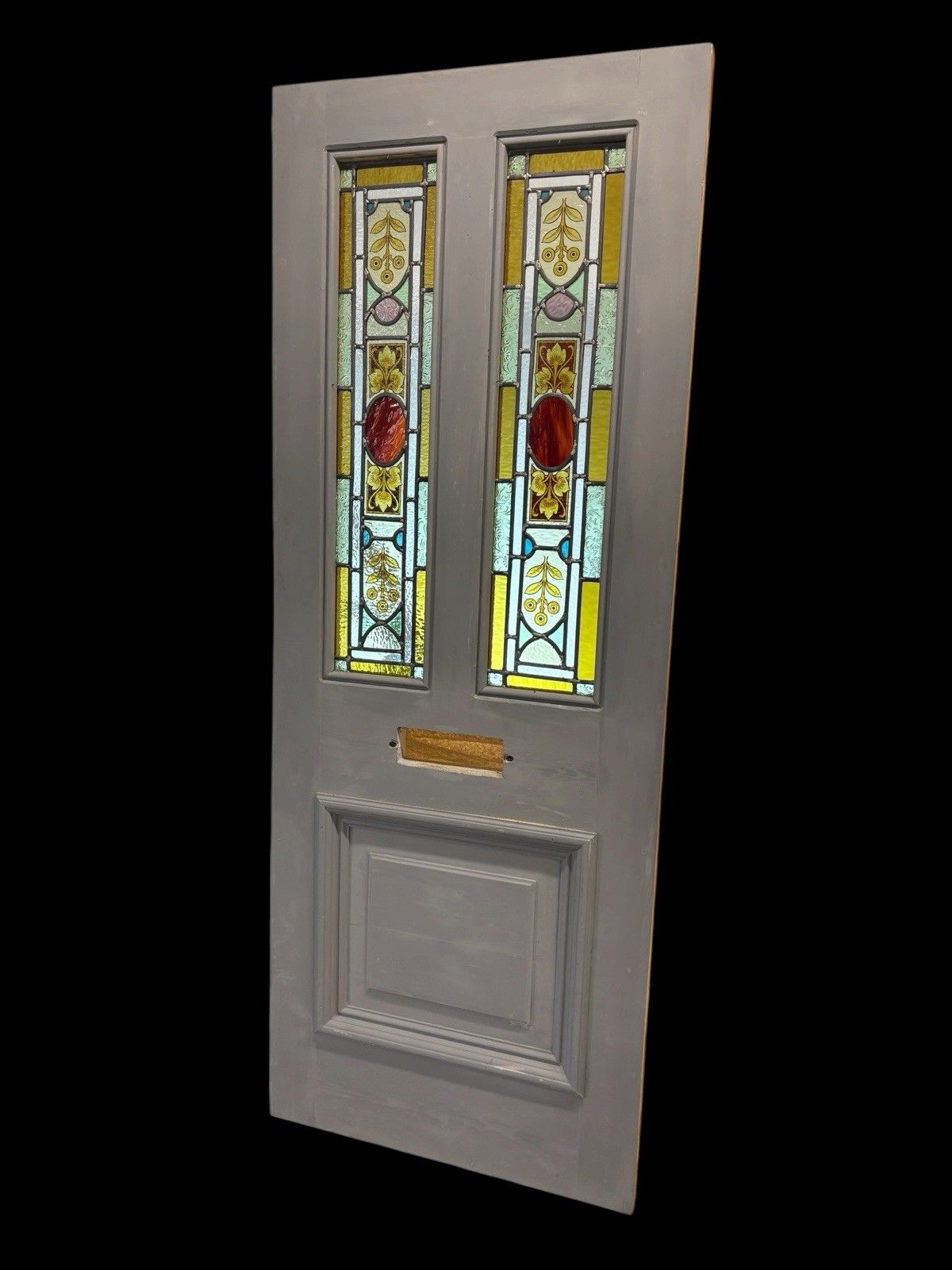 Victorian Hand Painted Stained Glass Front Door Antique Period Reclaimed Rare photo Home Fixtures