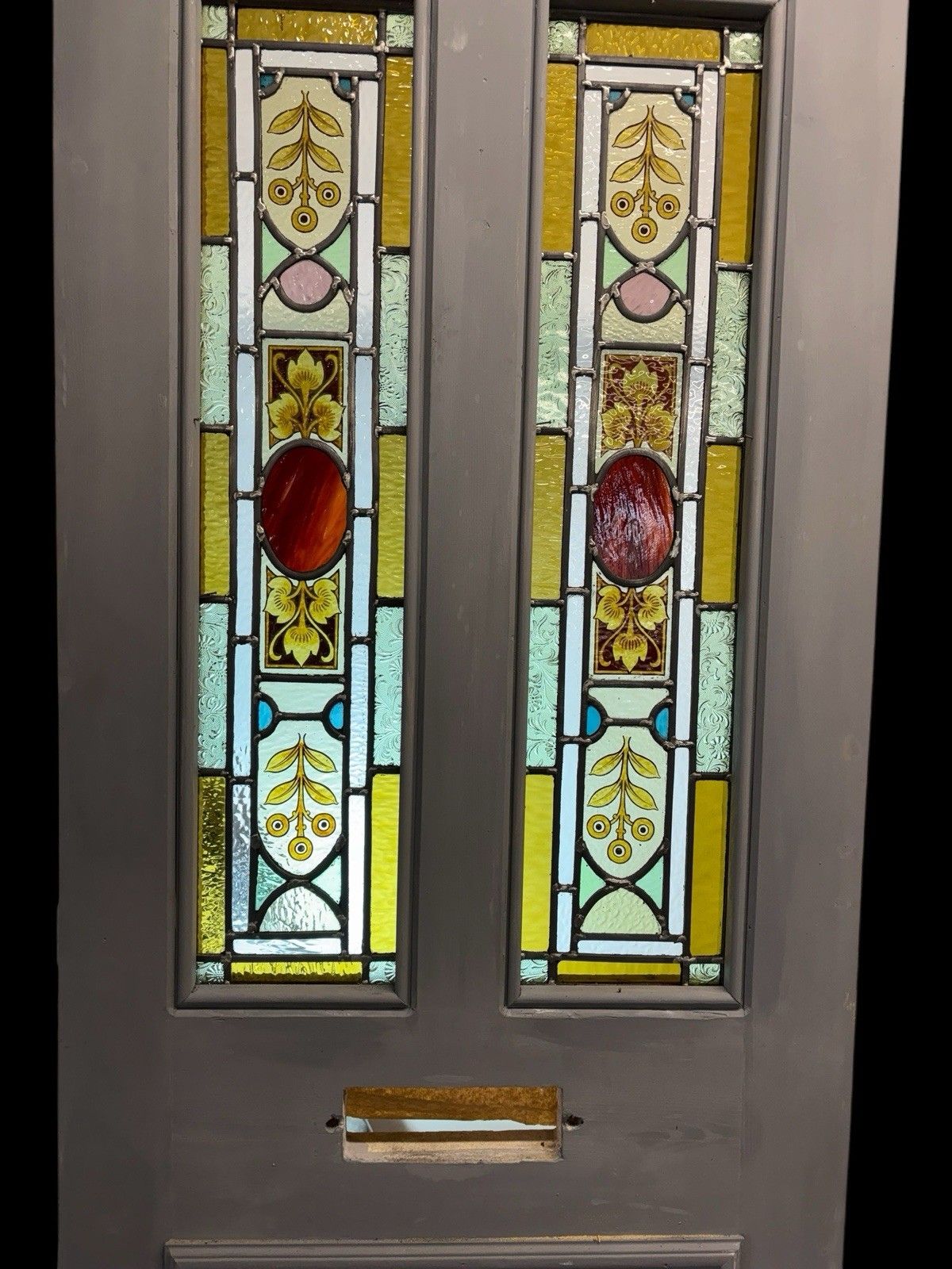 Victorian Hand Painted Stained Glass Front Door Antique Period Reclaimed Rare photo vinterior