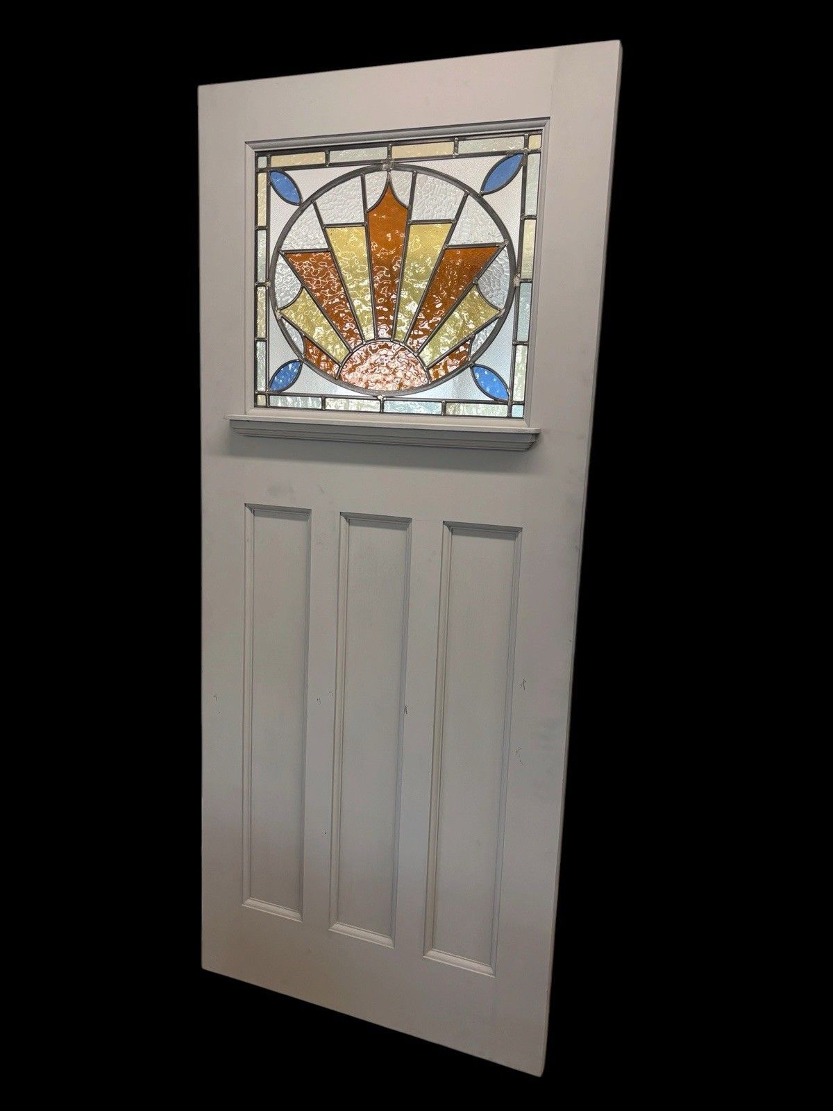 Art Deco Stained Glass Front Door Leaded Hardwood 20s 30s Meranti Ready To Fit photo for sale