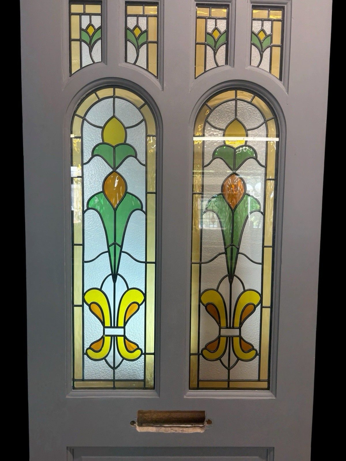 Edwardian Stained Glass Front Door Leaded Triple Glazed Reclaimed Refurbed Old photo 2537.0