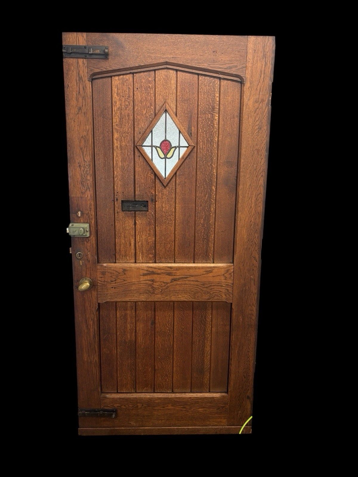 Large Solid Oak Front Door Stained Glass Old Reclaimed Period Antique Wood Lead photo buy