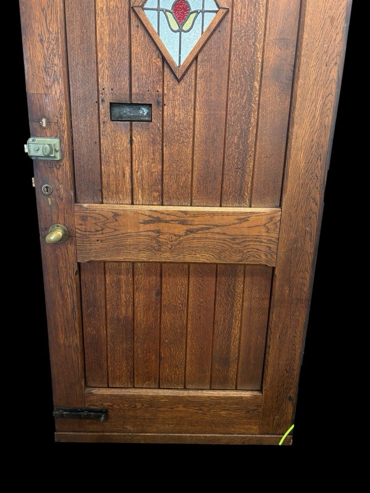photo for sale Large Solid Oak Front Door Stained Glass Old Reclaimed Period Antique Wood Lead
