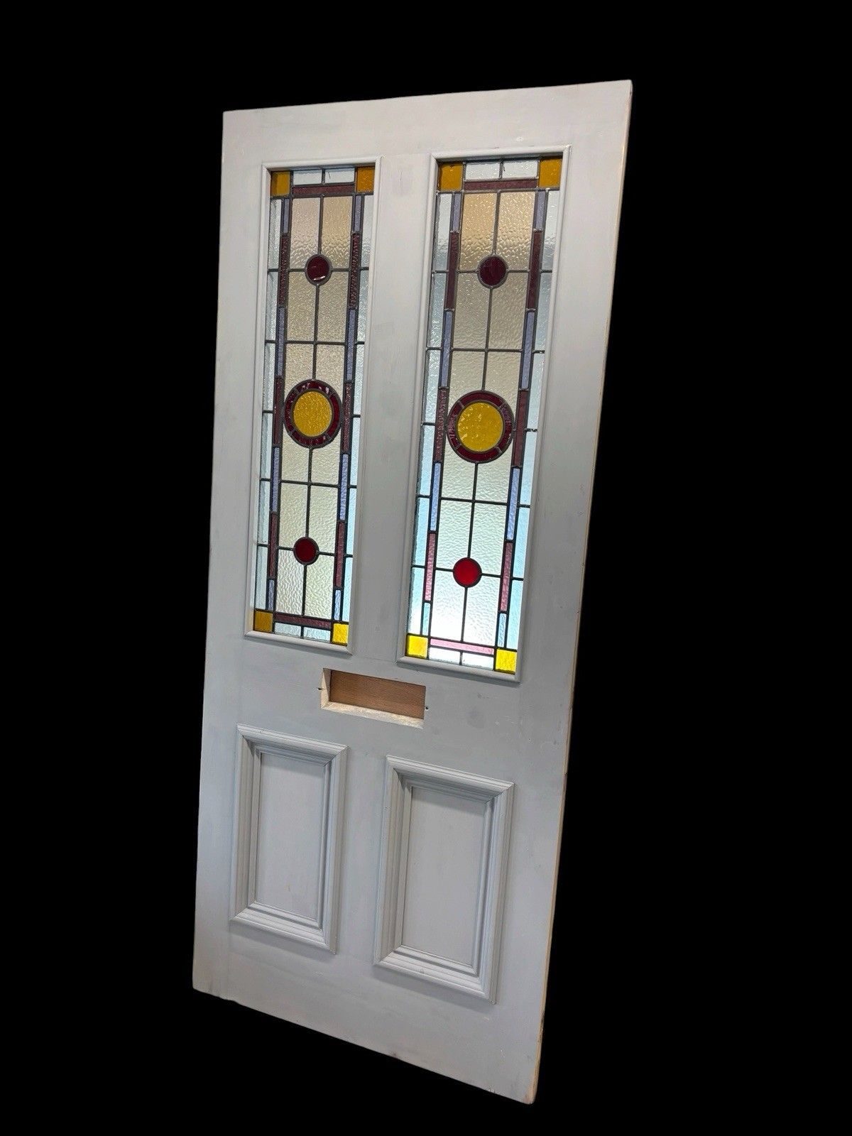 Victorian Stained Glass Front Door Period Old Reclaimed Antique Lead Wood Refurb photo for sale
