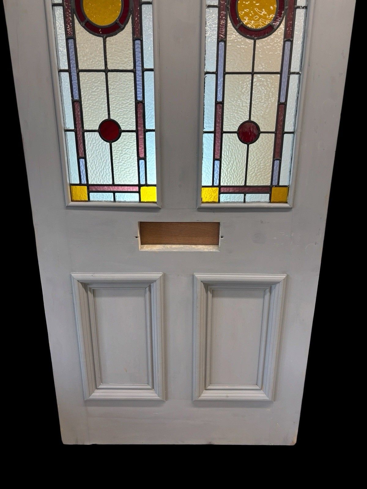 Victorian Stained Glass Front Door Period Old Reclaimed Antique Lead Wood Refurb photo vinterior