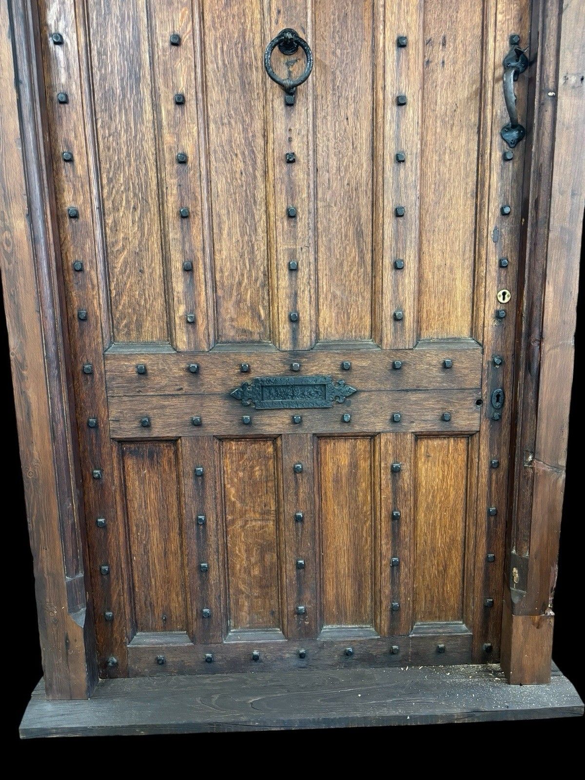 Large Antique Old Solid Oak Front Door Frame Manor Reclaimed Wood 17th Century photo vinterior