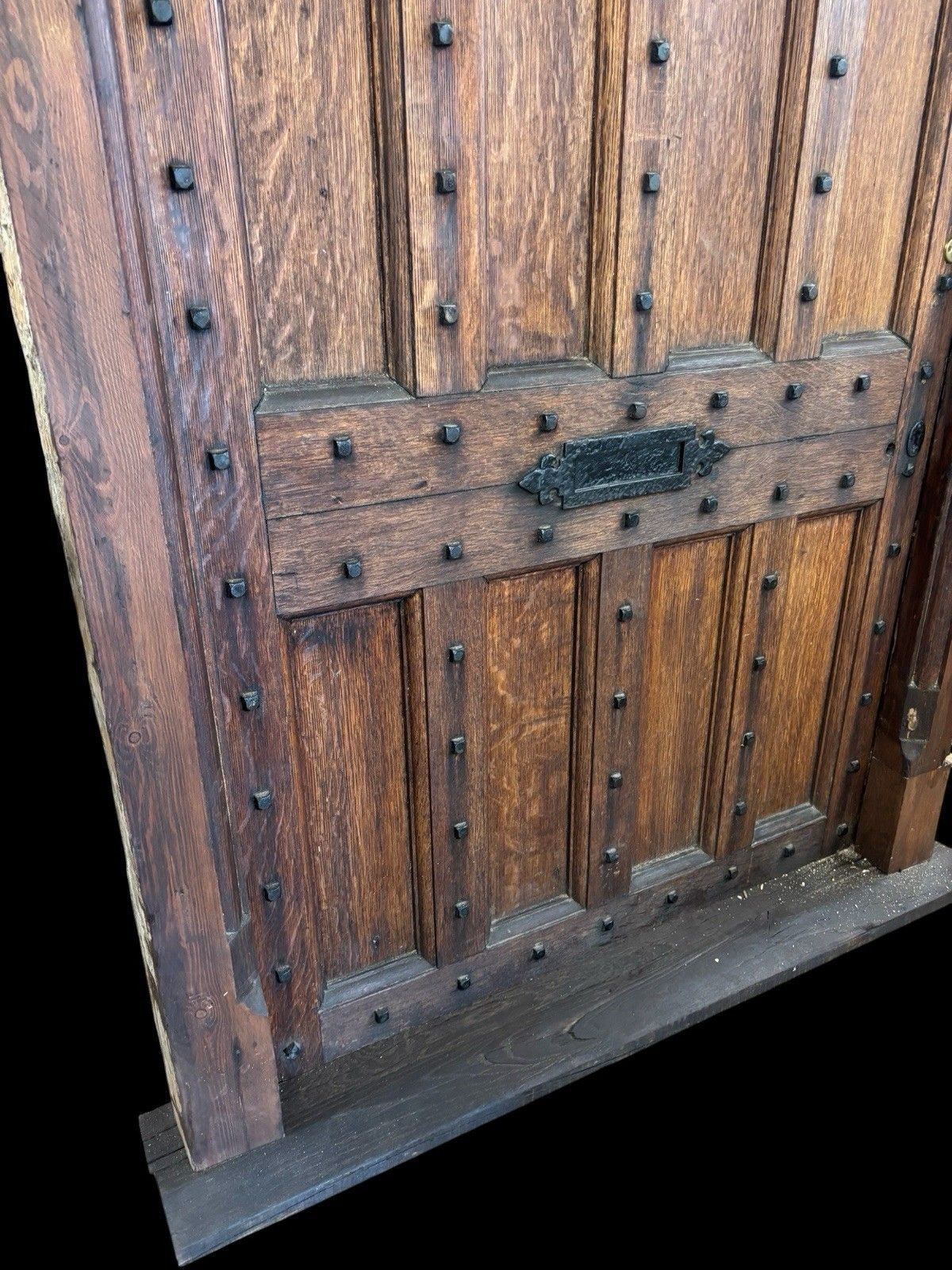 Large Antique Old Solid Oak Front Door Frame Manor Reclaimed Wood 17th Century photo vintage