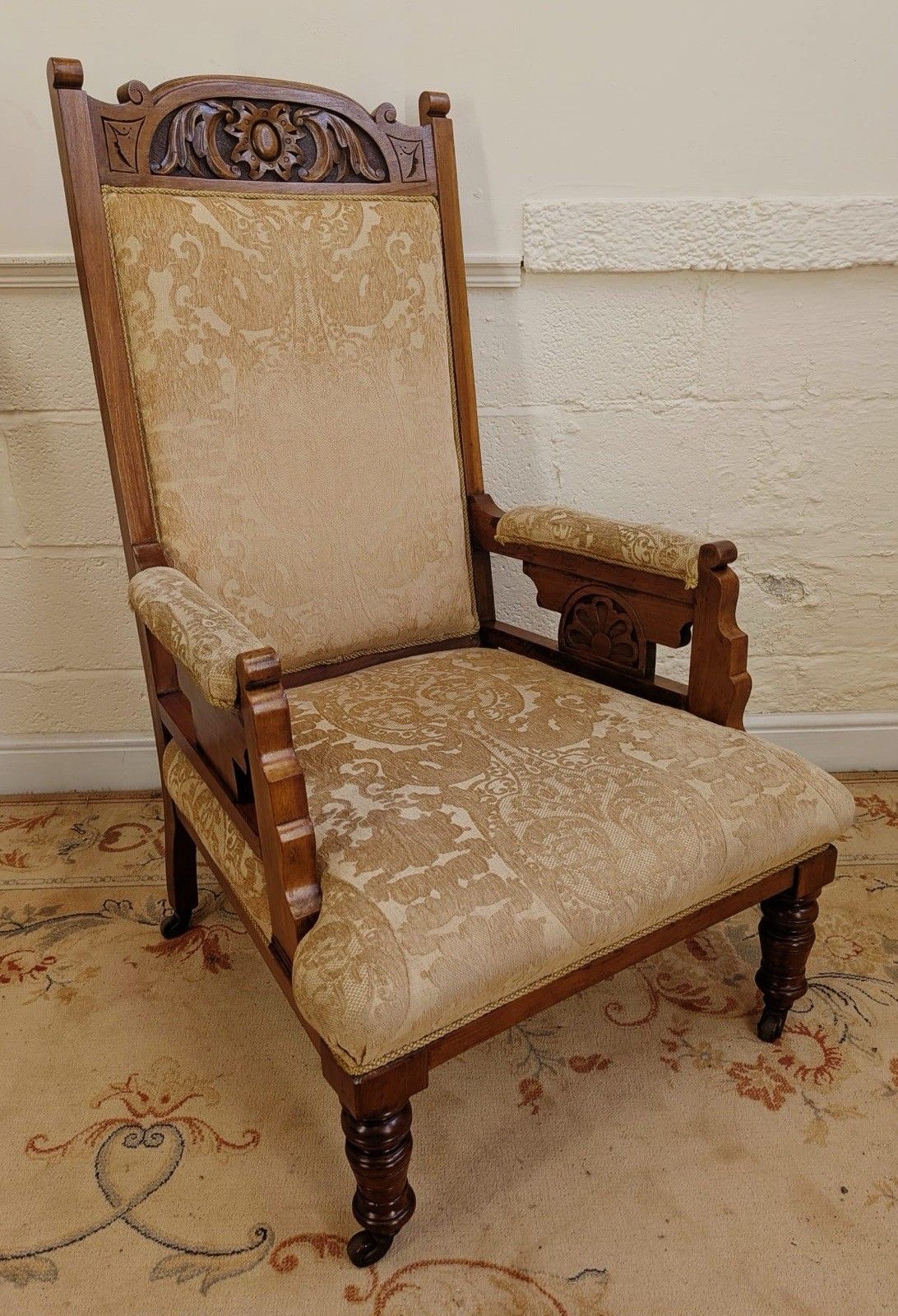 Late Victorian Carved Lounge Chair