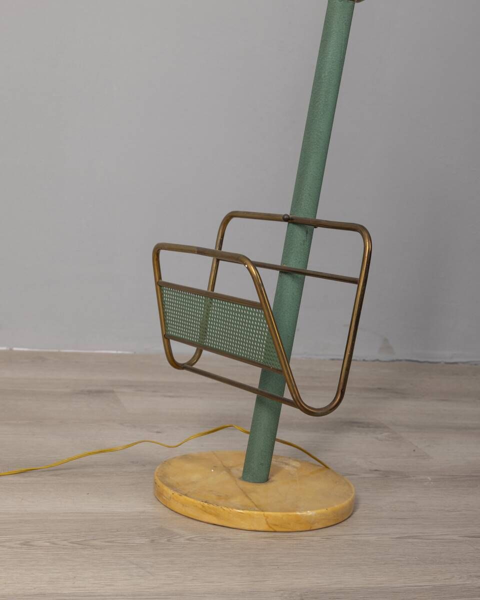 Vintage 1950s Coffee Table With Lamp And Magazine Rack Italian Design photo vinterior