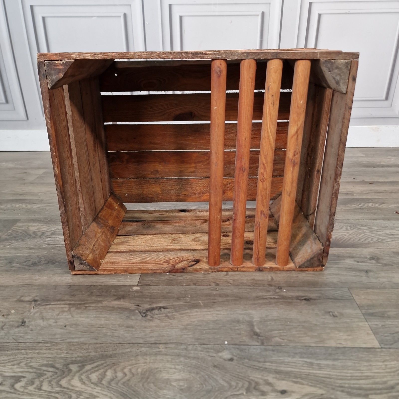 Vintage Wooden Crate Shelf Wall Display Rustic Pine Storage Box Upcycle Retro photo Furniture