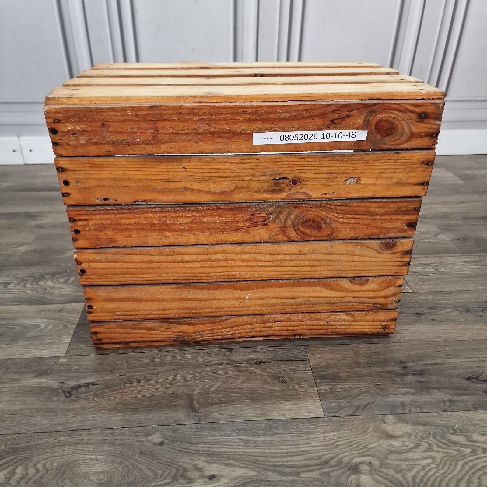 photo buy Vintage Wooden Crate Shelf Wall Display Rustic Pine Storage Box Upcycle Retro