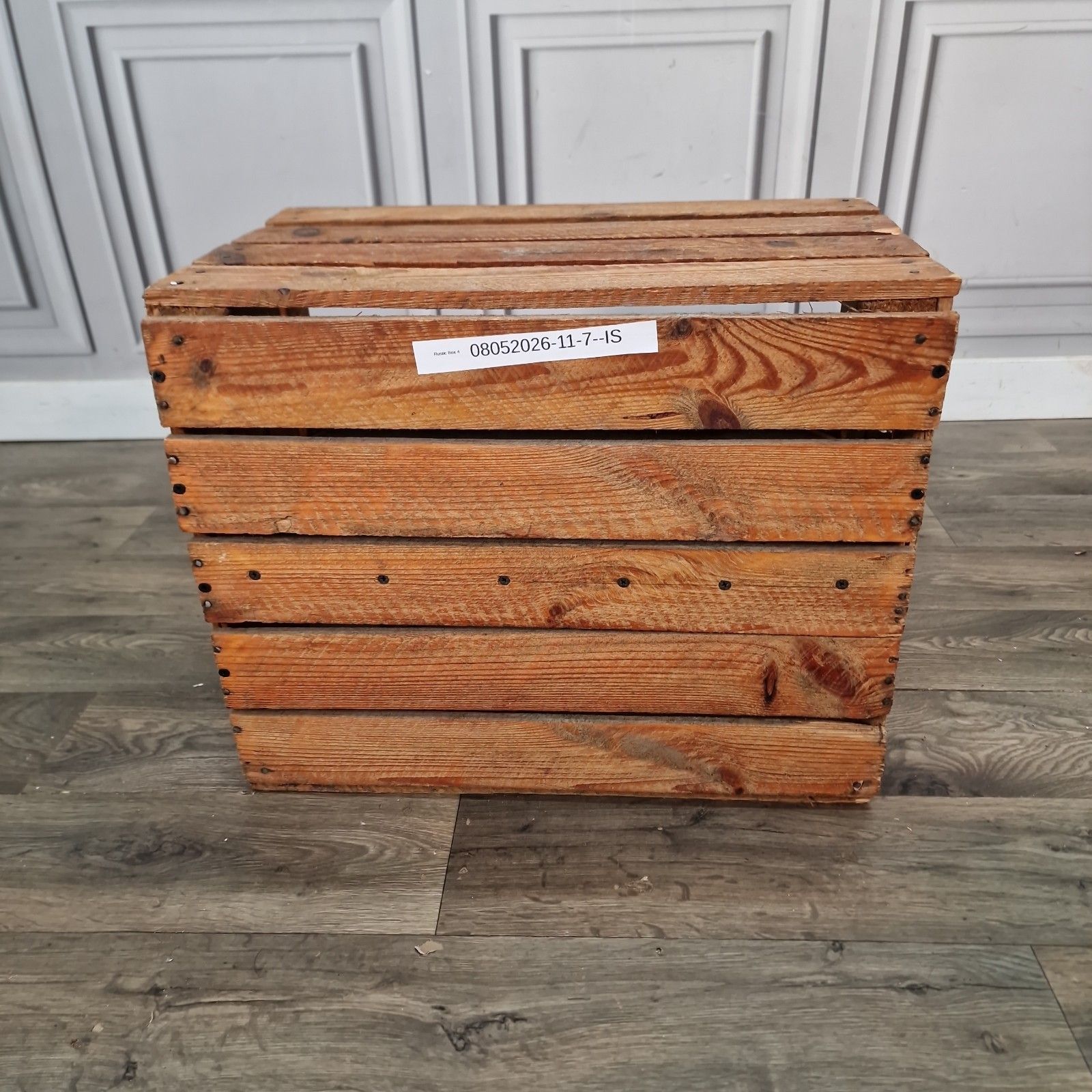 photo buy Vintage Wooden Crate Shelf Wall Display Rustic Pine Storage Box Upcycle Retro