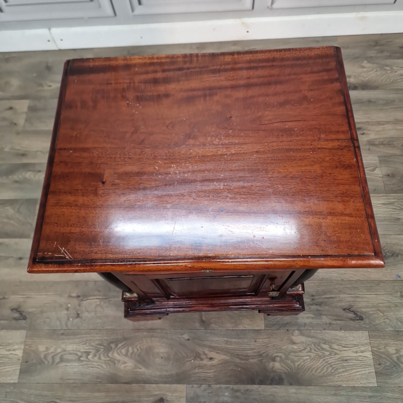 photo for sale Vintage Mahogany Bedside Cabinet Table Antique Empire Style Pedestal Cupboard