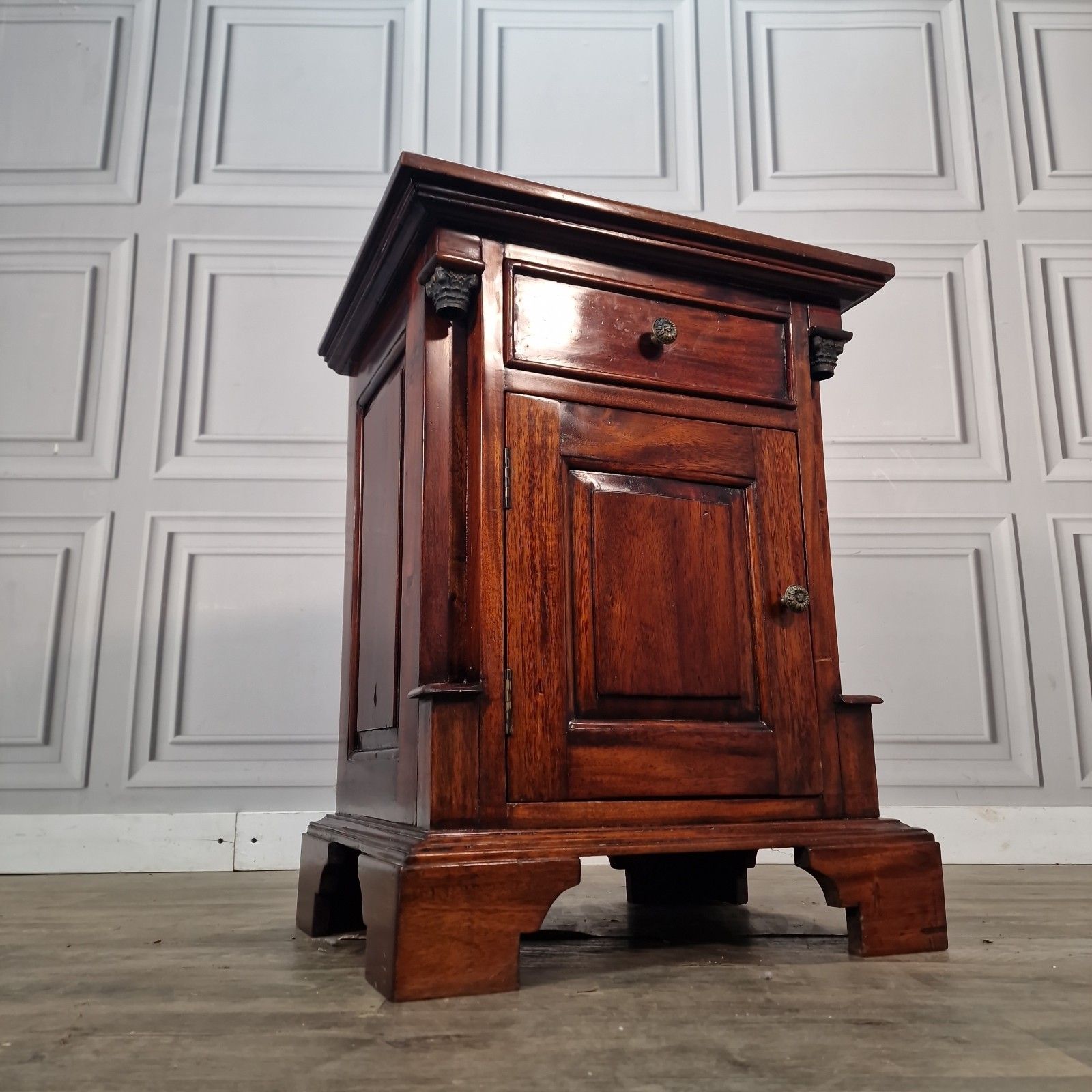 Vintage Mahogany Bedside Cabinet Table Antique Empire Style Pedestal Cupboard photo for sale